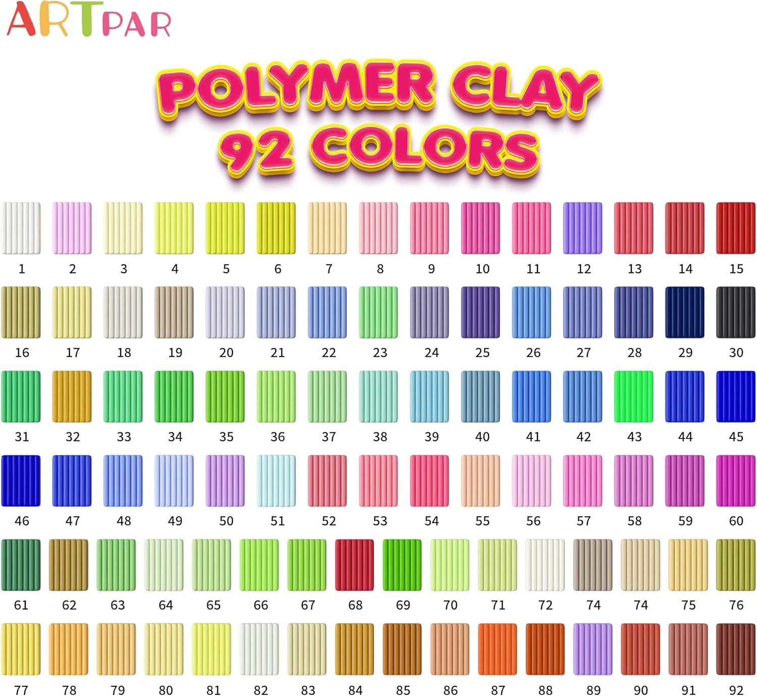 92 Colors Polymer Clay Kits,Modeling Clay with Sculpting Tools & Accessory,Oven Baked Molding Clay, Non-Sticky DIY Art and Craft Gifts for Children and Artists