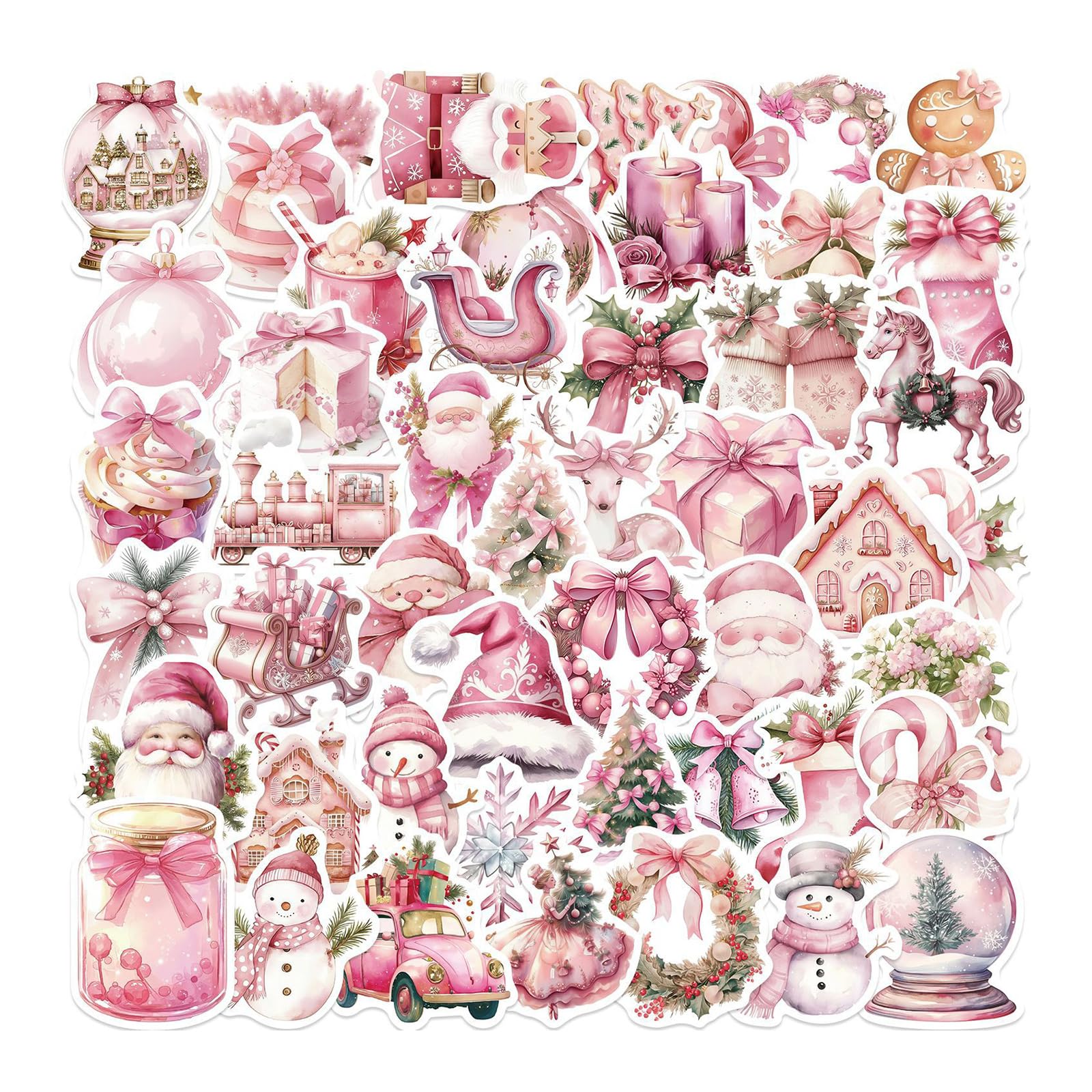 50PCS Festive Cartoon Stickers Selfs Stick PVC Waterproof Art for Decorating Laptops Tablets Holiday Party Supplies Selfs Adhesive Festive Decals for Electronics
