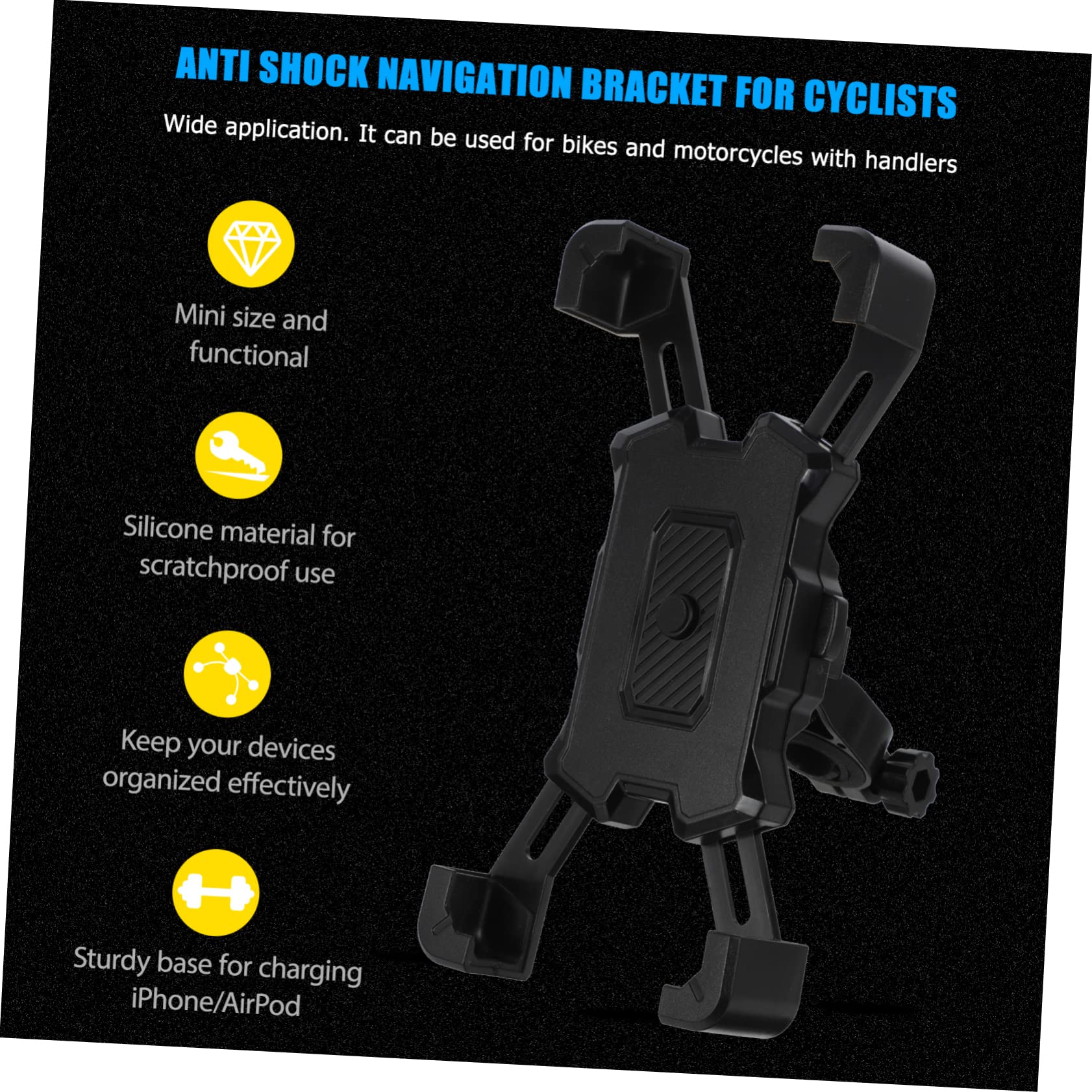 ibasenice 3pièces Support Téléphone Monture Antivibratoire pour Guidon De Vélo Installation Facile Compatible avec Smartphones Les Chocs