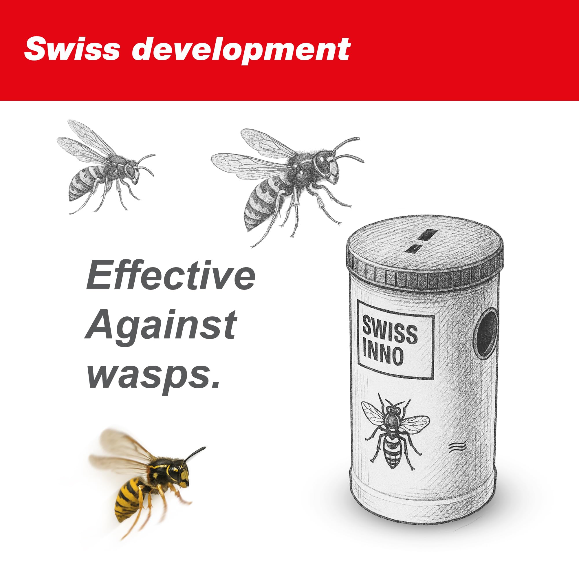 SWISSINNO Piège à Guêpes - Solution Efficace Contre Les Guêpes et Frelons - Réutilisable avec Appât Alimentaire - Utilisation Extérieure - Protection Terrasse Jardin Pique-Nique (Lot de 4)