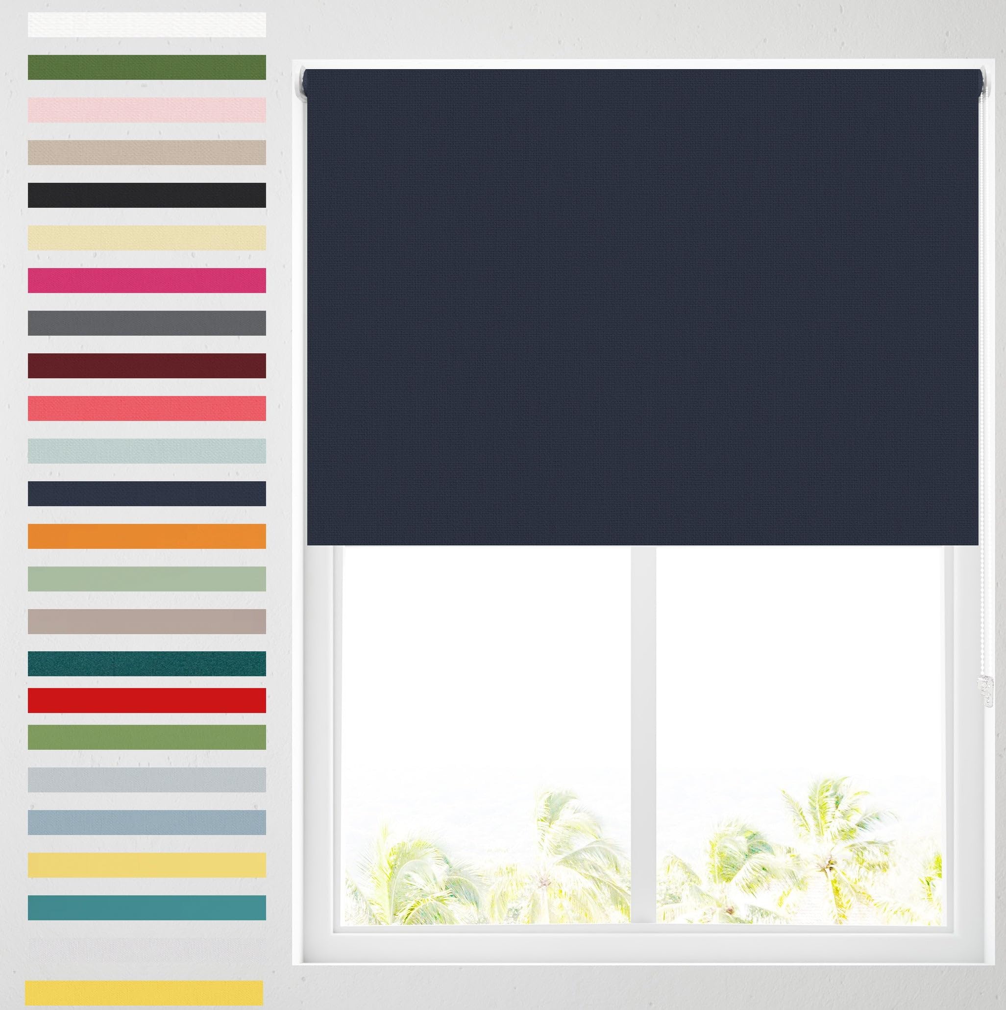Barnes Blinds And Interiors Navy Barnes Blinds - Blackout Roller Blinds For Windows, Custom Cut To Size - Black Out Thermal Fabric Durable Fittings Easy Fit - Roller Blind ( 61Cm)