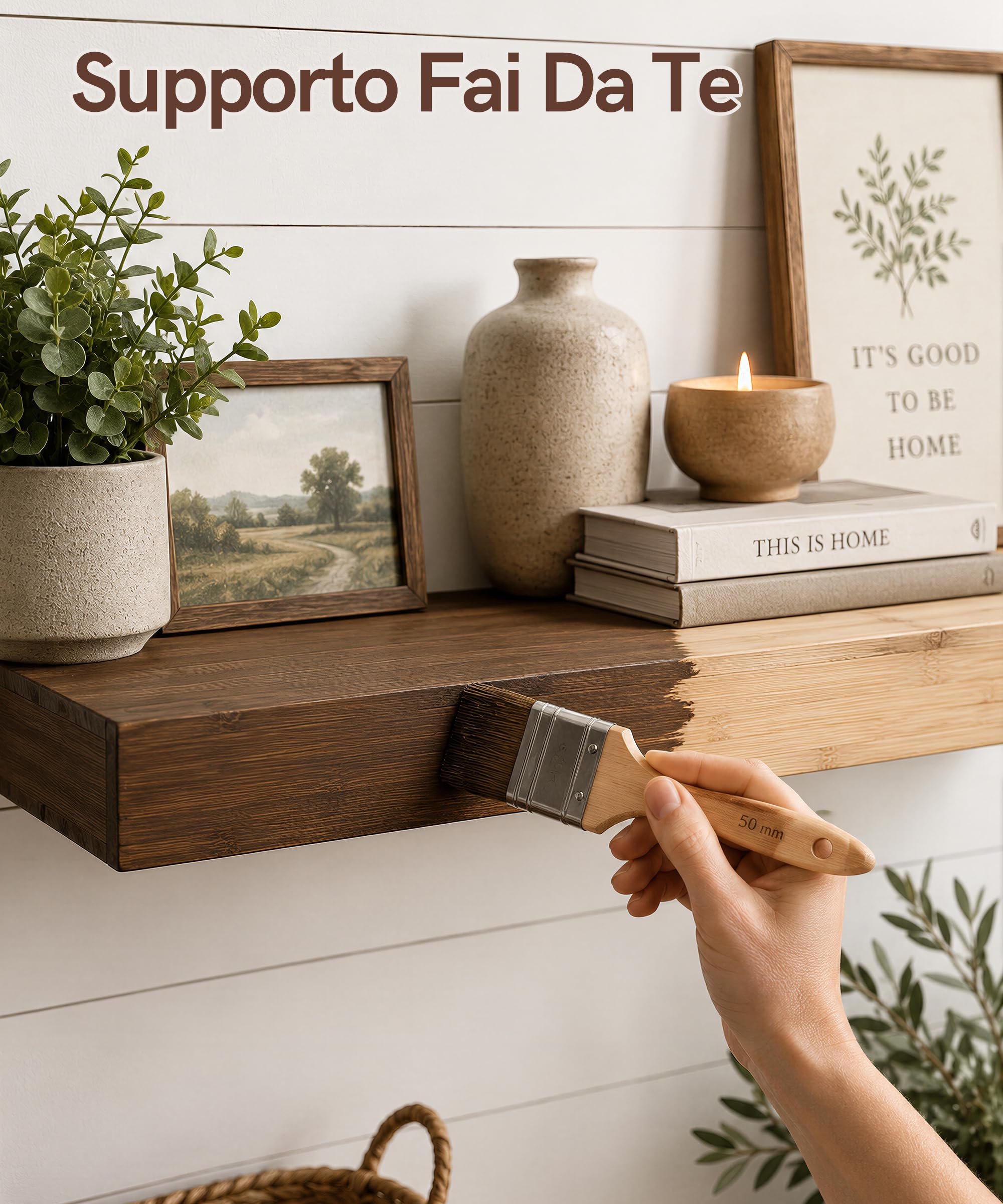 Afuly Mensole da Muro in Bambù per Soggiorno in Legno, 60 x 20 cm Set di 2 | Supporti nascosti, per libri, piante, foto e decorazioni, soggiorno, camera da letto, cucina e bagno, per uso quotidiano