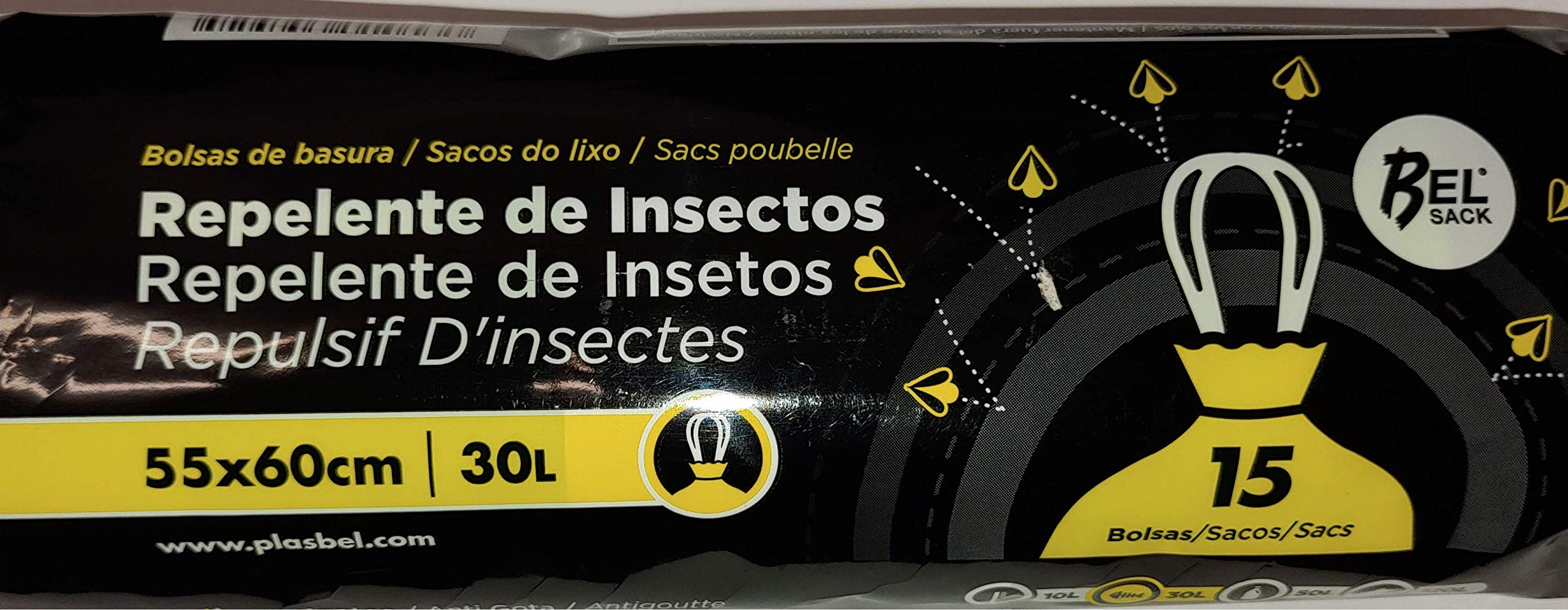 BOLSA BASURA CIERRA FÁCIL REPELENTE DE INSECTOS 30L (15U) 55X60