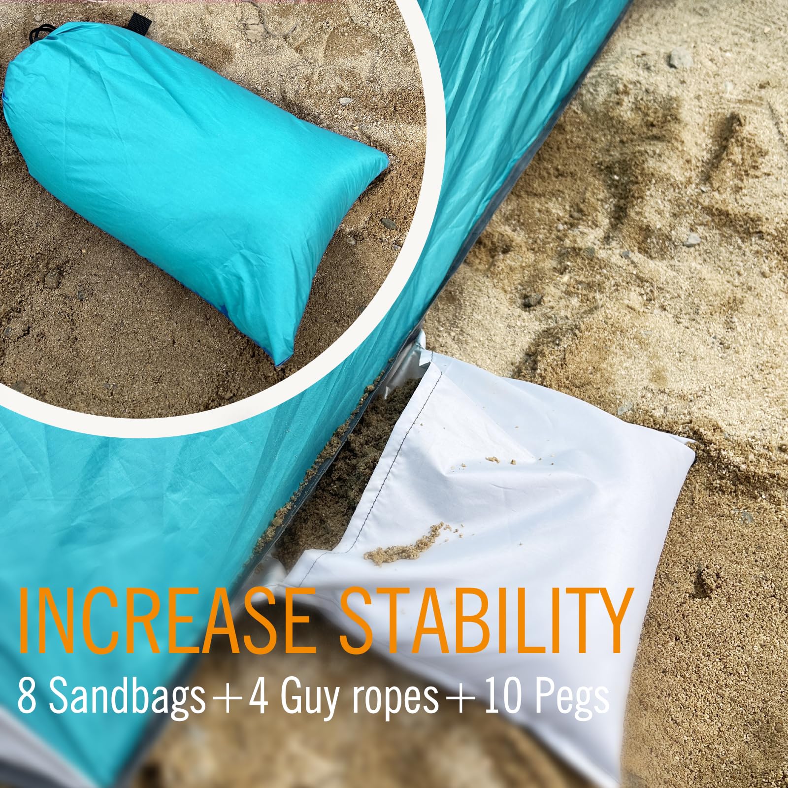 Chihee Tienda de Playa emergente para Acampar con protección Solar y protección UV Tejido Recubierto de Plata Malla Transpirable Bolsas de Arena adicionales fácil de Montar Toldo portátil la Playa