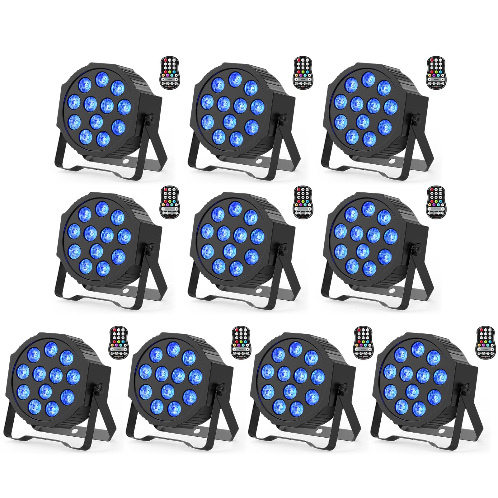 Battery Powered Stage Lights, Rechargeable Par Lights with DMX & Sound Activated, RGBW 4 in 1 LED Uplights for Events Wedding Party Club Concert Indoor 10Packs