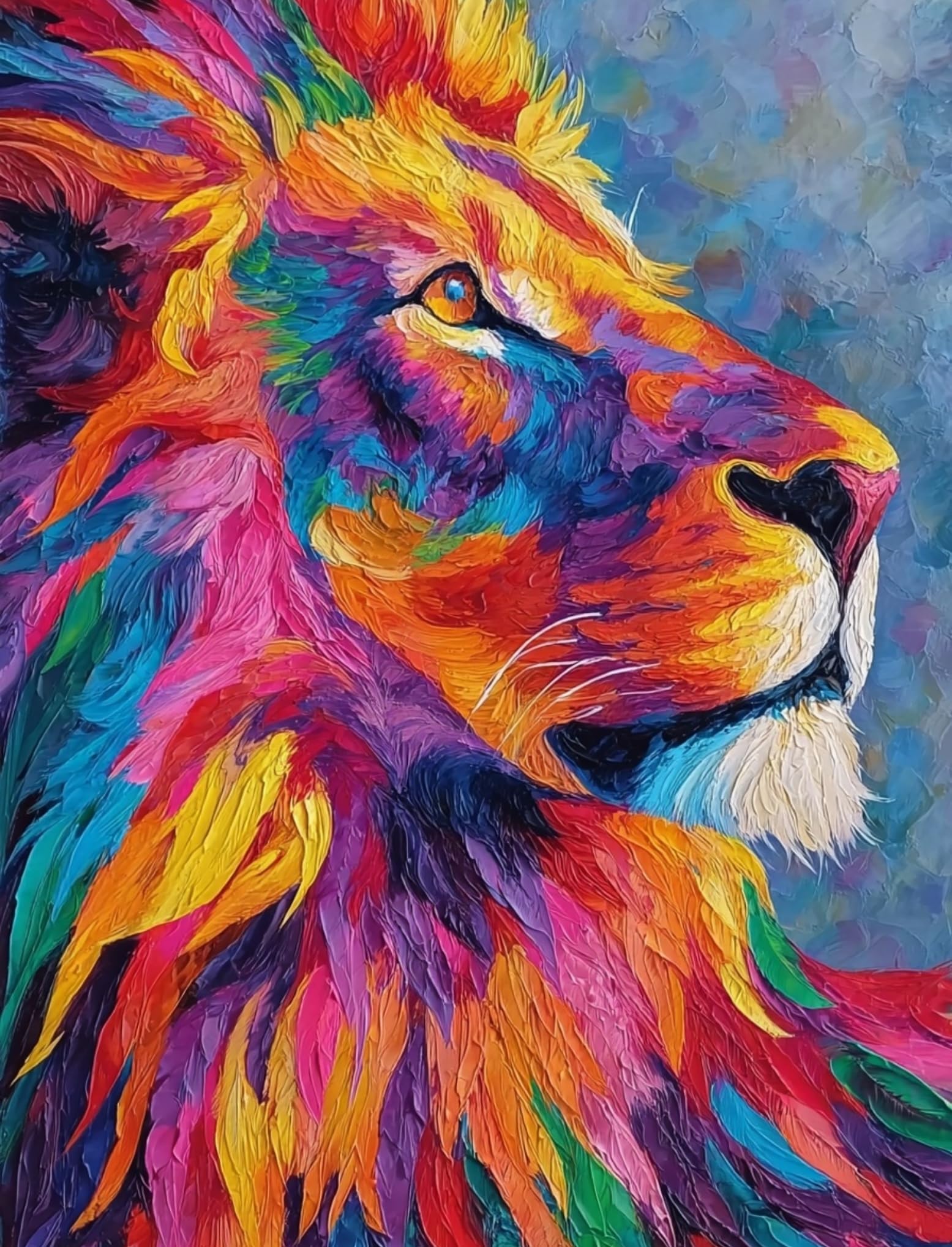 WANGWANGMIAO Paint by Numbers Kits for Adults,Rainbow Lion Painting by Number Kits On Canvas,DIY Color Acrylic Oil Paints Home Wall Decor 16x20inch/40×50CM，with Frame