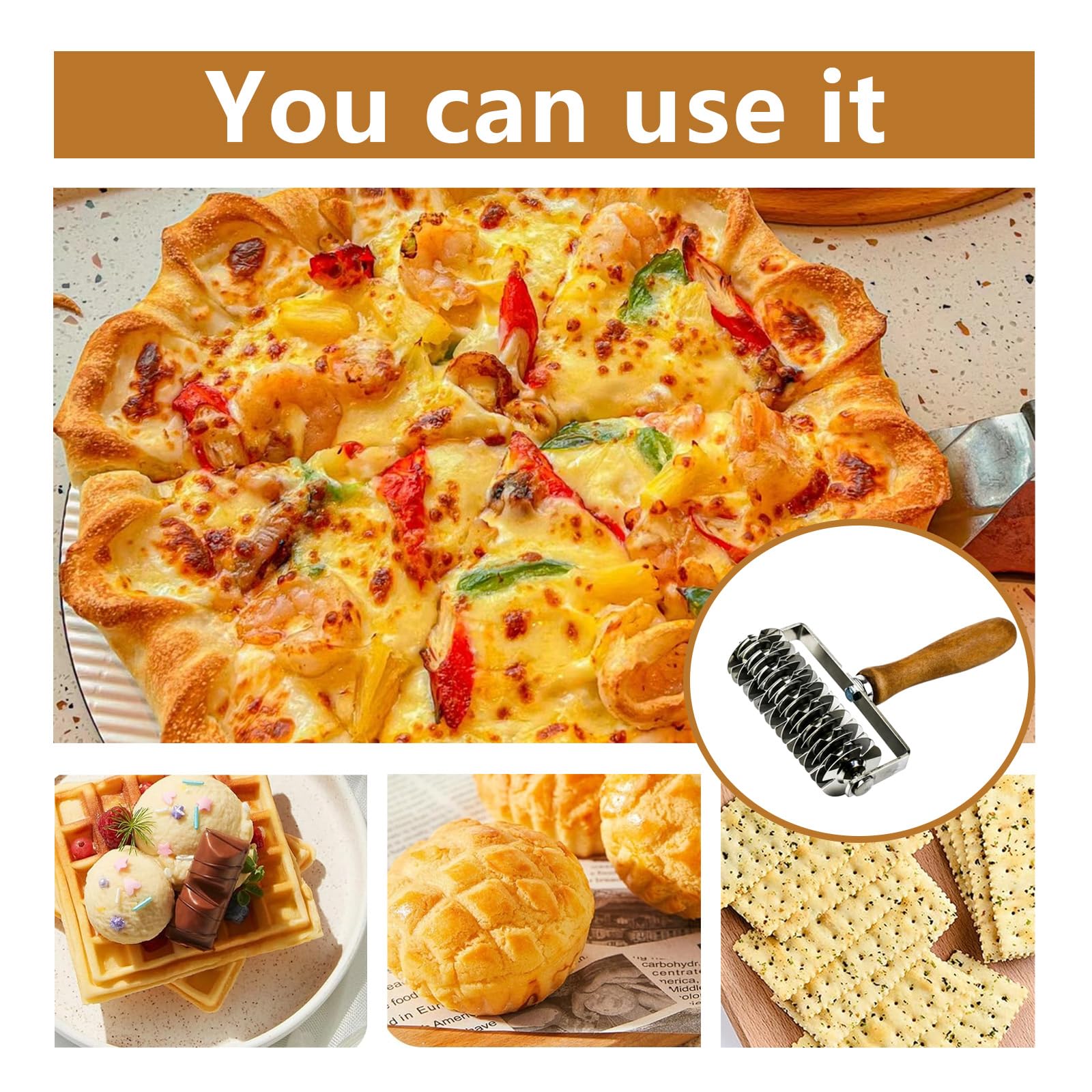 ExcellaElite Lattice Pastry Cutter Roller, Stainless Steel, Suitable for Bread/Pastry Crust Home Baking, Multicolour - Image 3