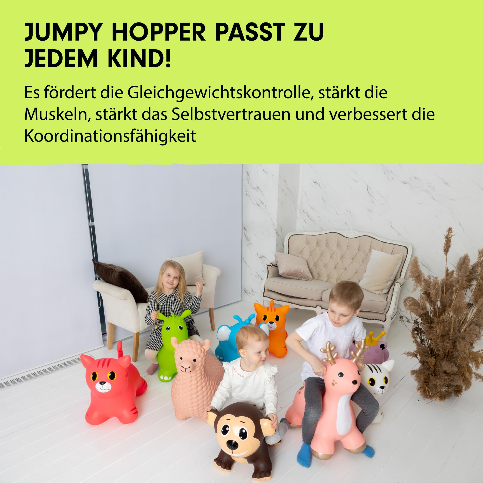 GERARDO'S Toys Jumpy Rosa Katze Space Hopper für Kleinkinder und Kinder - Hüpfendes Hüpfspielzeug - Aufblasbarer Springball für Kinder - Indoor Outdoor Fun Play - für kleine Kinder ab 12 Monaten