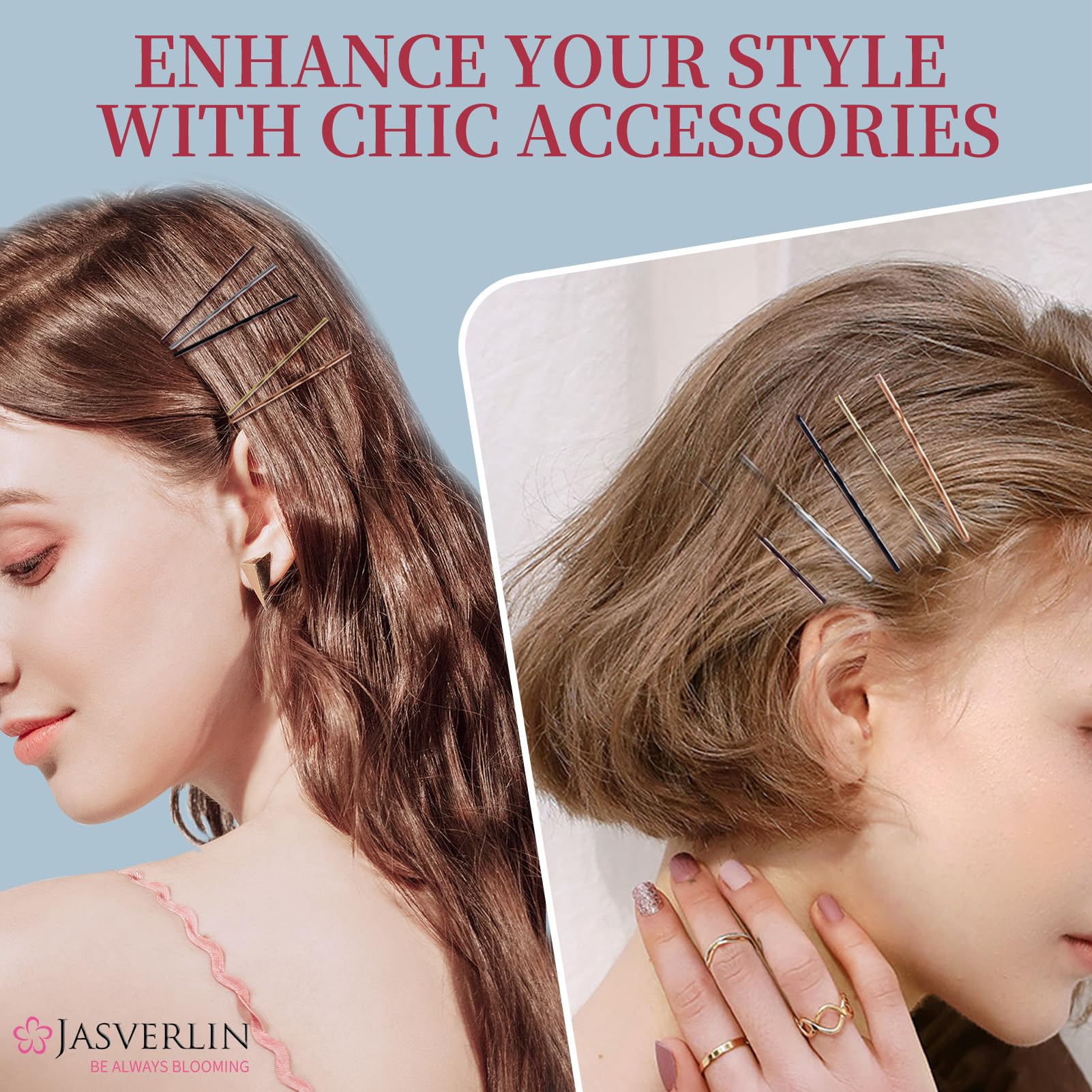 JASVERLIN 250 Pcs Bobby Pins Black Brown Blonde Silver Kit - Image 4