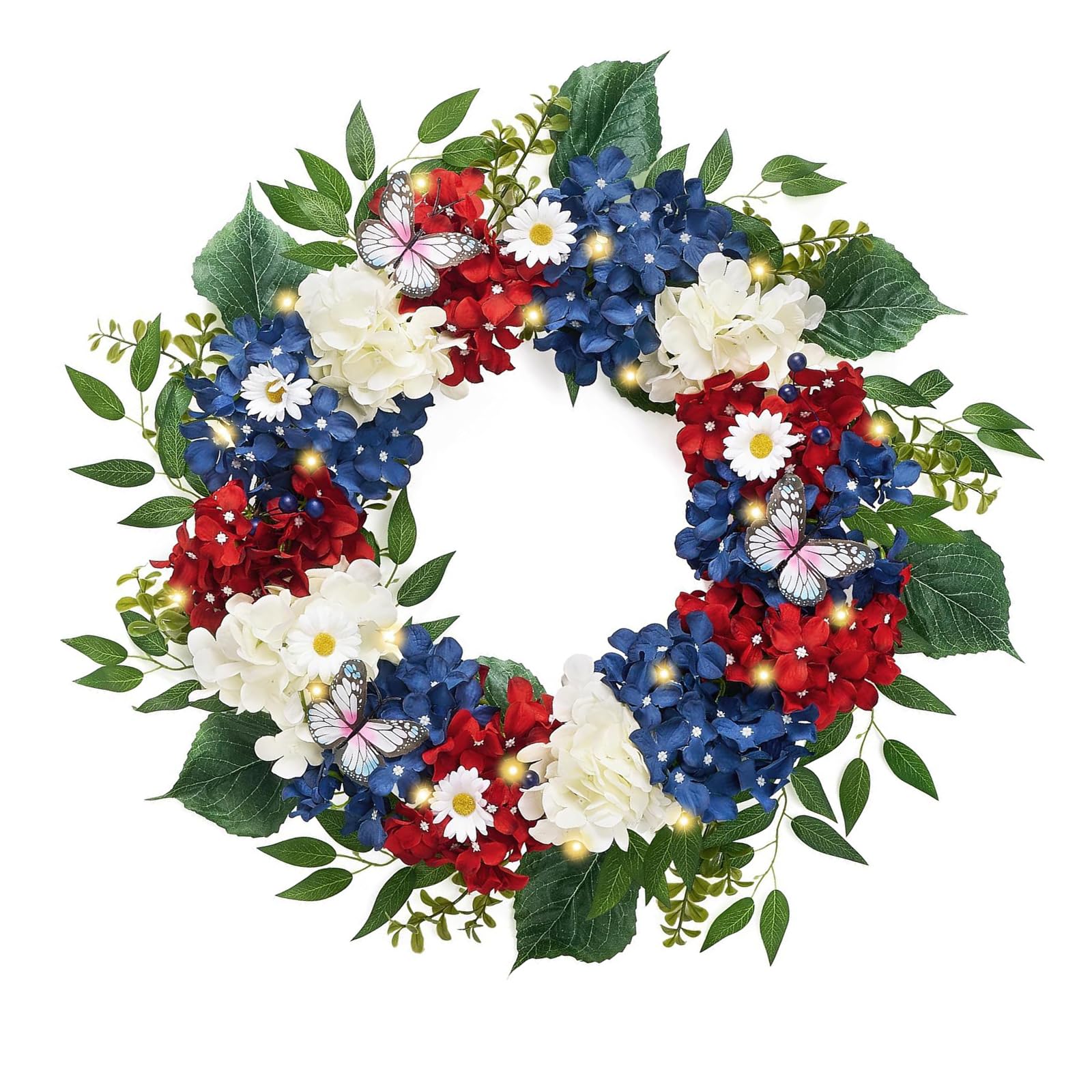 Aqvjd Artificial Flower with Leaves Realistic Flower Wreath Wedding Decoration for Front Door Window Farmhouses Hanging Wreath