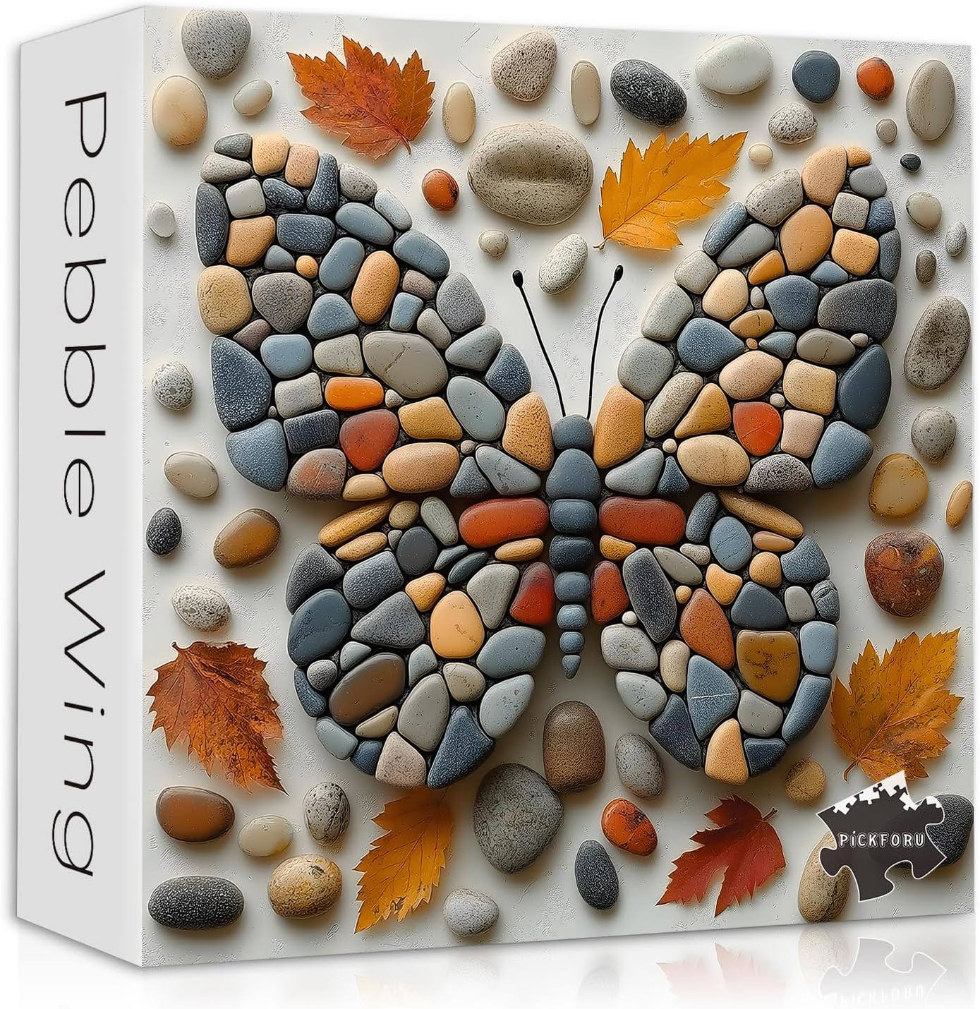 Butterfly Puzzles for Adults 1000 Pieces, Mosaic Stone Art Colorful Wings Jigsaw Puzzle, Butterfly Nature Aesthetic Puzzle Fall Leaves Pebble, Challenge for Adults