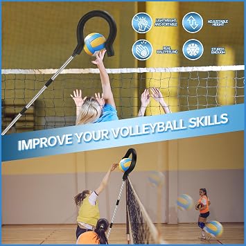 Volleyball Spike Trainer with Adjustable Height & Real Ball Feel - Hitting Training Equipment for Spiking,Jumping, and Serving Practice -Lightweight,Non-Slip Design/Durable- Perfect for Beginners/Pros