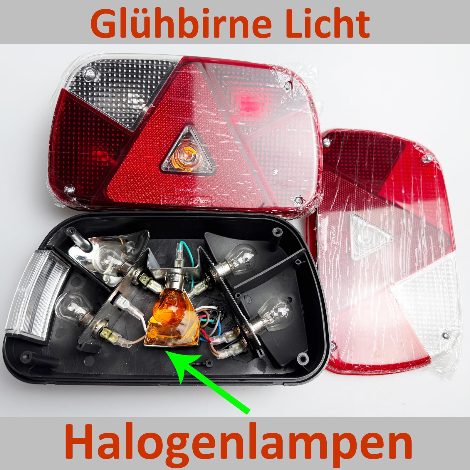 Rückleuchten Anhänger Satz 12V, Glühbirne Licht Rücklicht Heckleuchten Anhänger PKW Wohnwagen Verkabelt mit 13polig Stecker|4m Kabel|2x 6polig Bajonettverbindung|7Funktion|E11|Wasserdicht