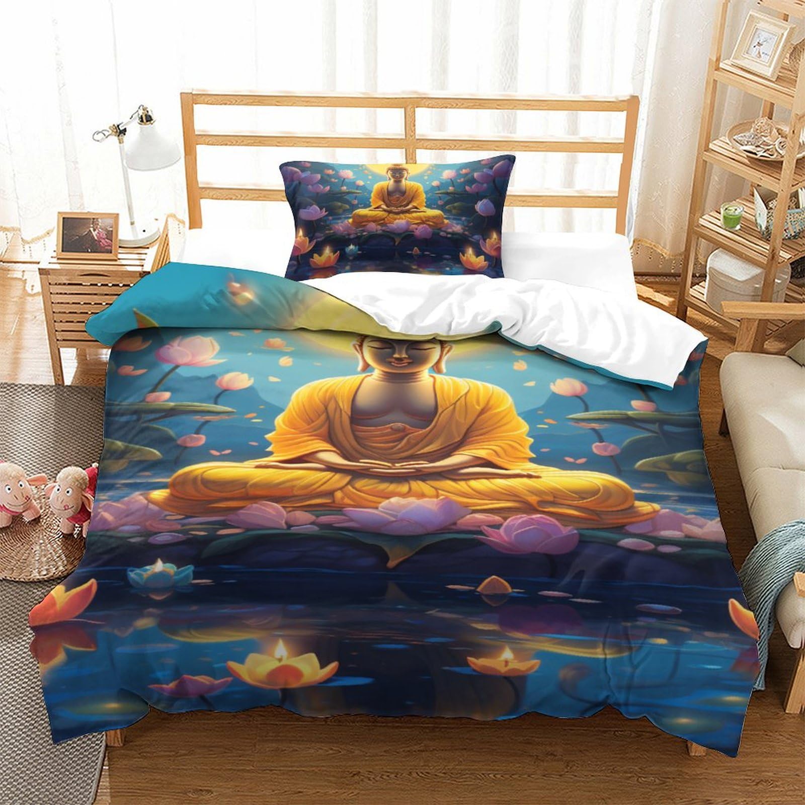 Parure Bouddha 3D créez une chambre zen avec cette housse de couette microfibre 135x200