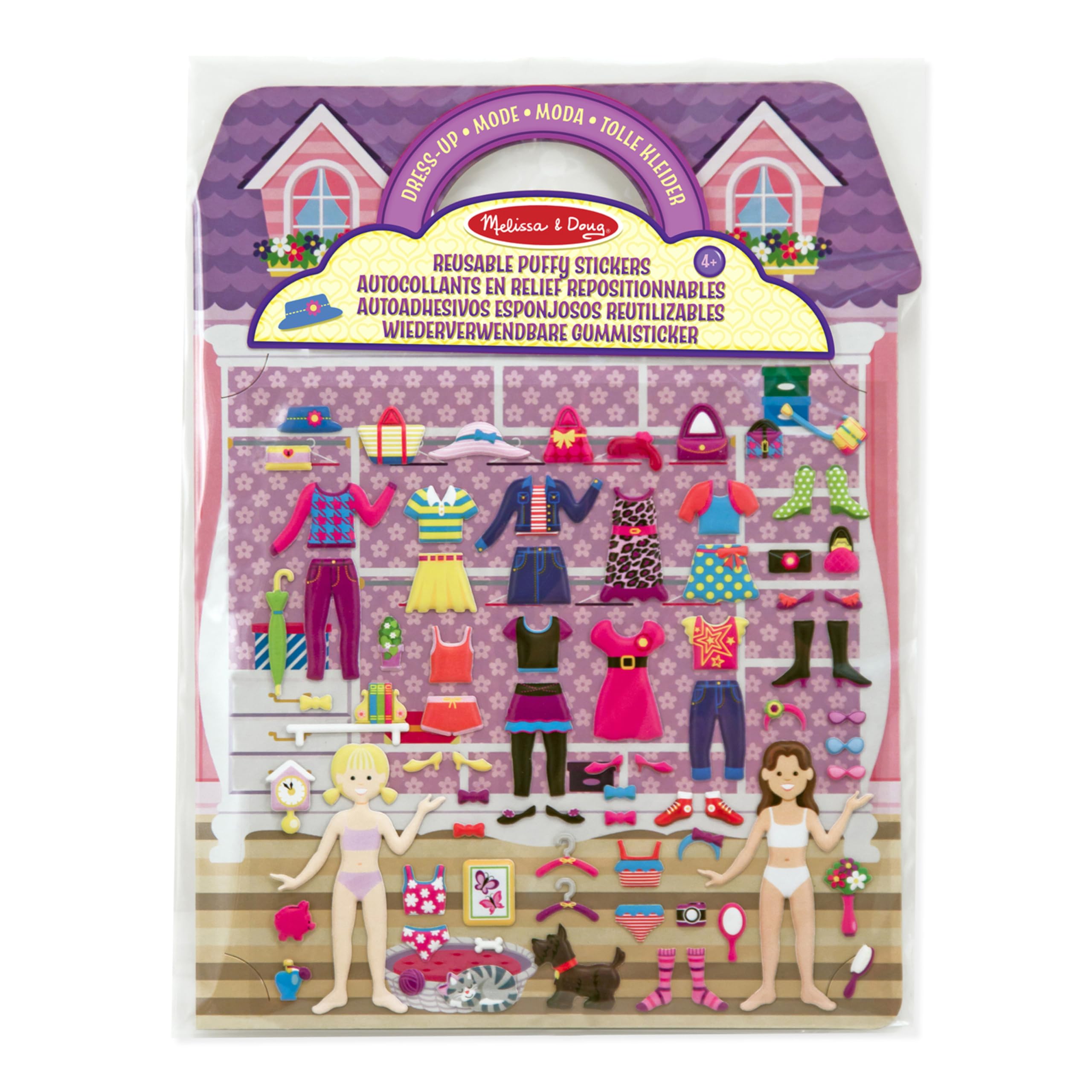 Melissa & Doug Libri adesivi bambini attacca stacca, Set stickers, Album stickers vestiti, moda, travestimento per bambini, Giochi creativi da viaggio, Regalo per bambini dai 4 anni in sù