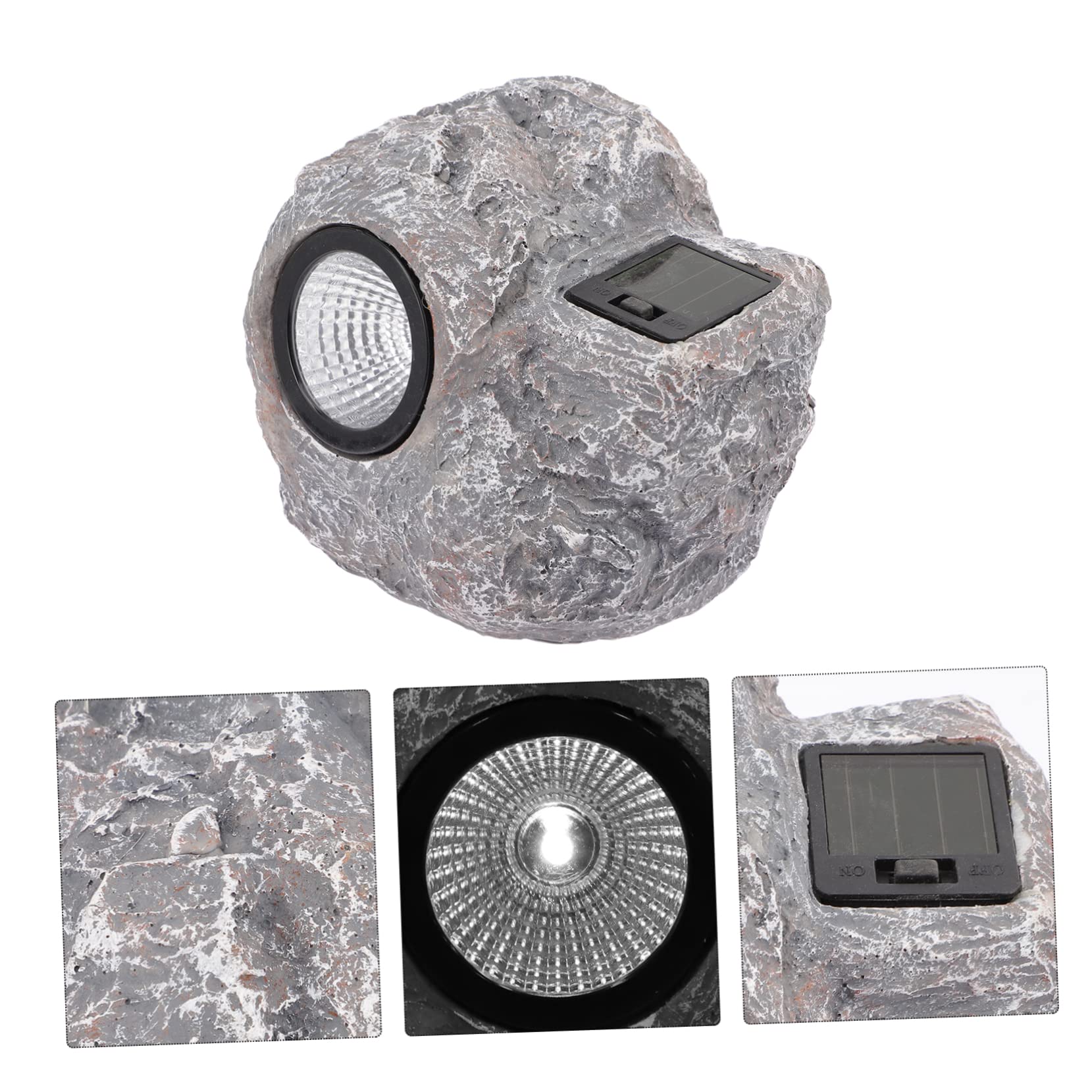 Toyvian Lampada Solare da Giardino Luce Solare per Esterno in Resina a Forma di Pietra Illuminazione Creativa LED per Aiuole e Cortili