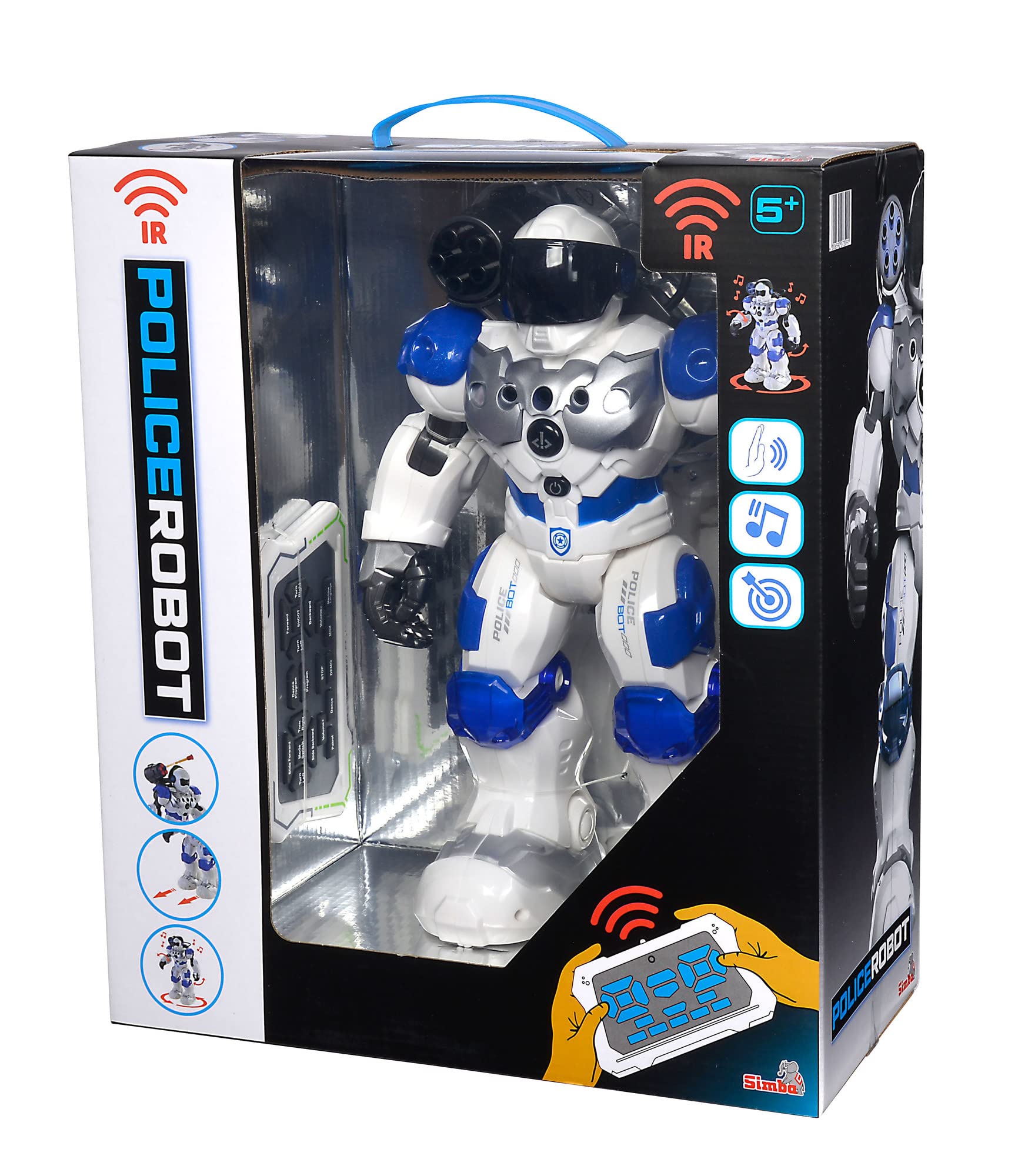 Simba 108042509 Planet Fighter robot z kontrolą podczerwieni, sterowanie gestami, światłem i dźwiękiem, funkcja strzału, różne funkcje ruchu, 32 cm, od 5 lat