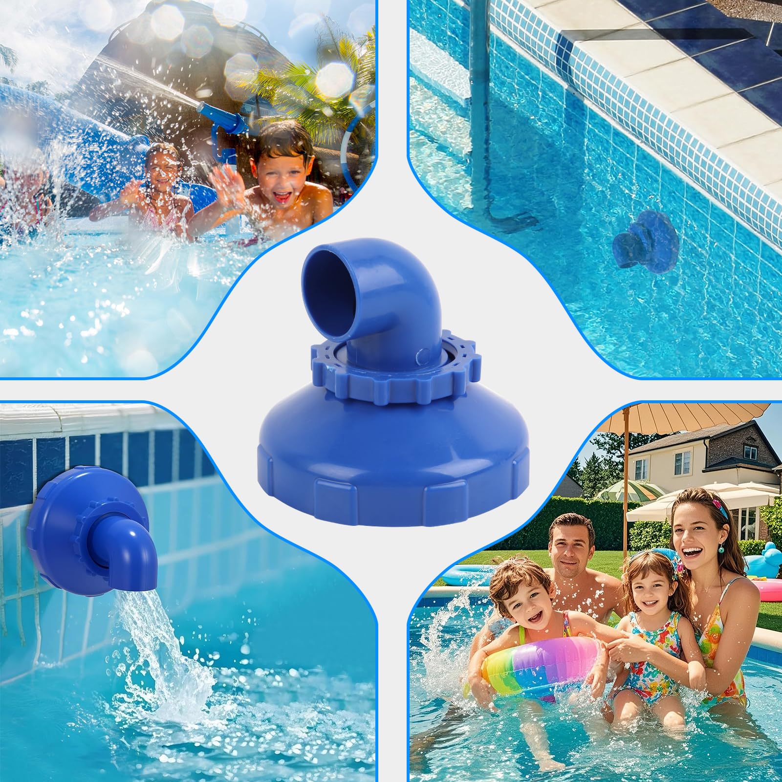 GEEKHOM Boquilla de entrada para piscina giratoria 360°, diámetro de 32 mm, para Intex Bestway, boquilla de salida para piscina de pared de acero, accesorios para piscina