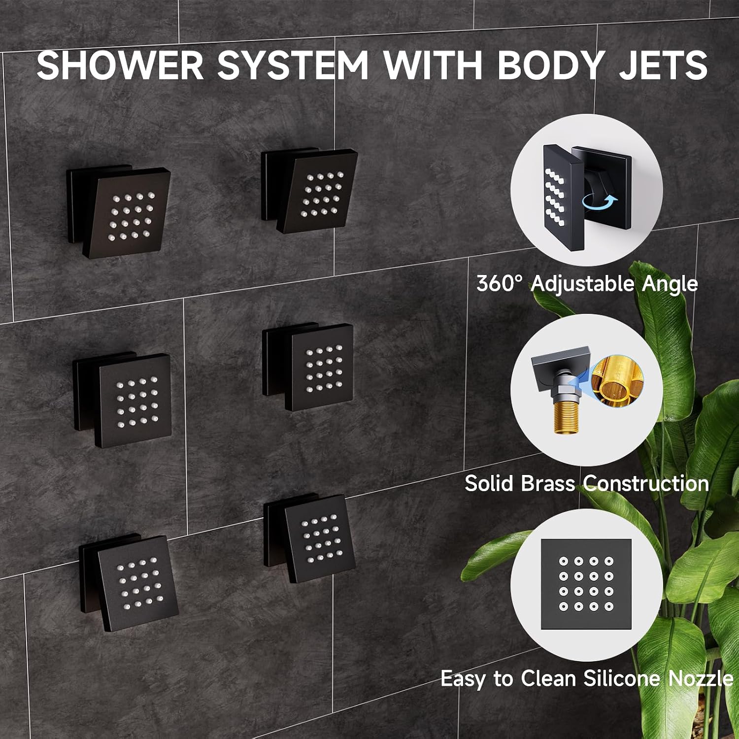 Full Body Shower System, 24" Thermostatic Rain Shower System with Body Jets, Large Luxury Multi Shower Head System with Swivel Water, Waterfall, Handheld, Ceiling Rainfall Shower System