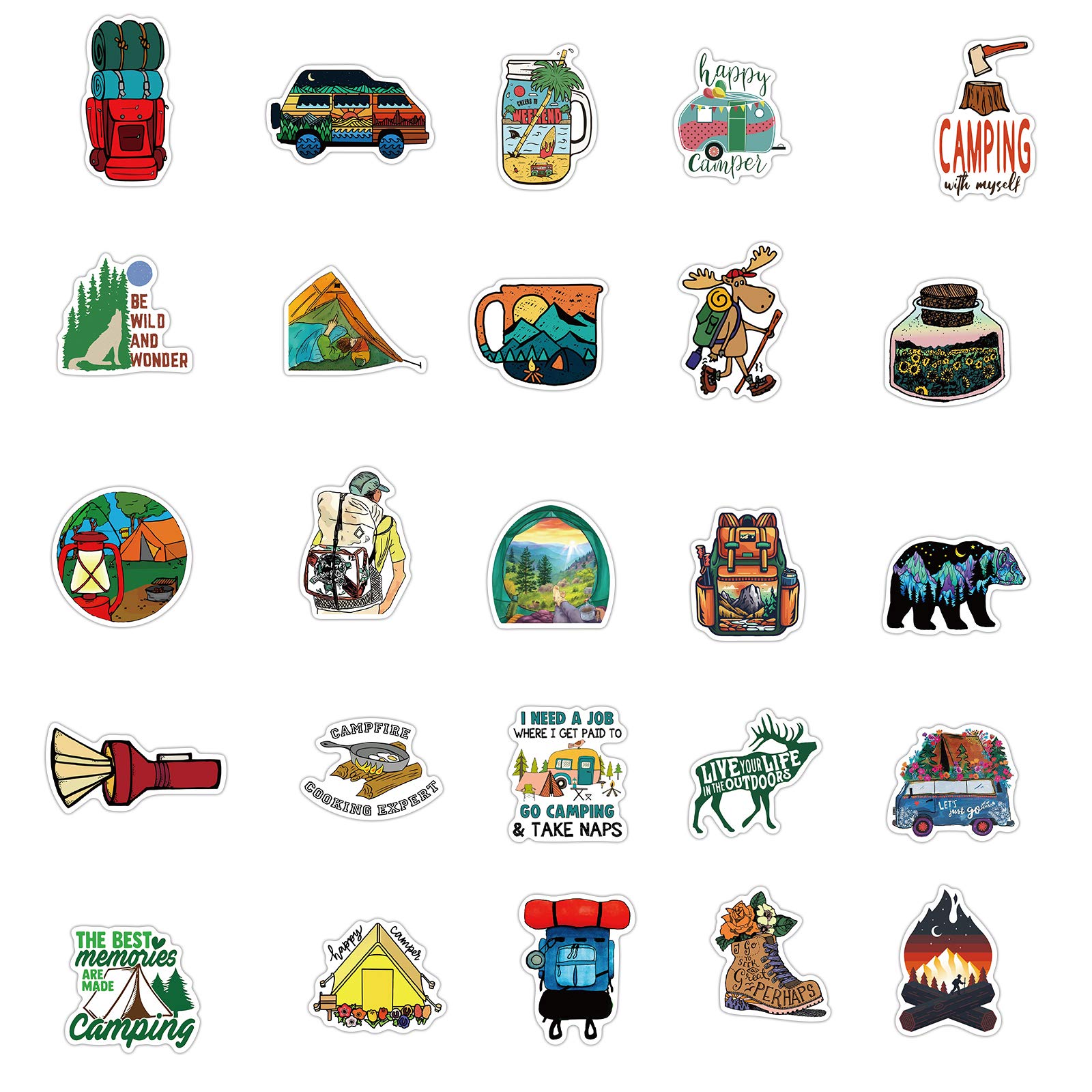 Adesivi 100 Pezzi, Stickers da Avventura all'Aperto, Natura Campeggio