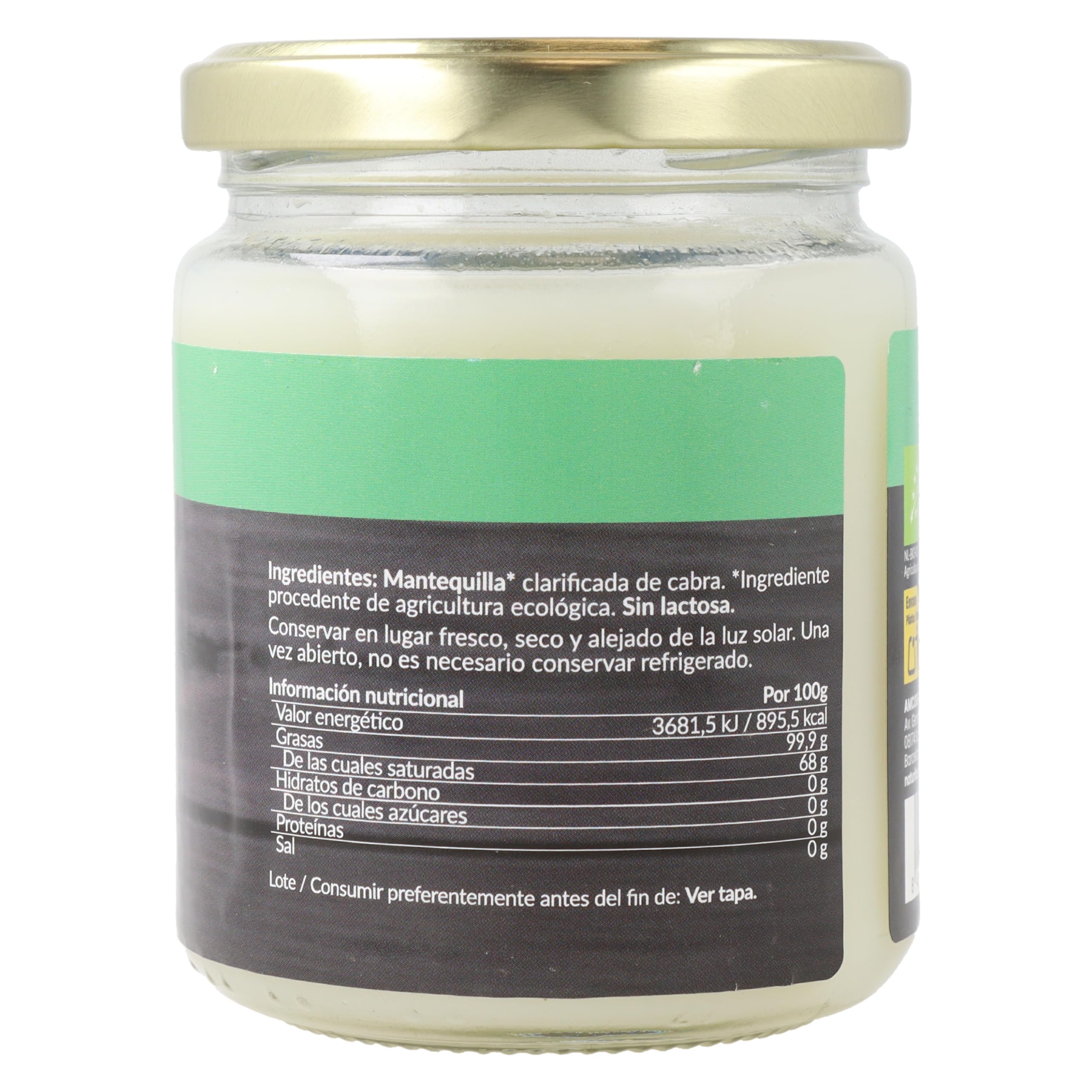 Ghee mantequilla clarificada de cabra BIO | 200 g | Naturitas Essentials | Ghee de cabra clarificado Bio | Sin lactosa ni caseína | Salsas