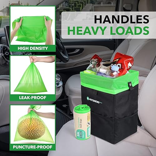 Miniatura 5 de AUTOMEND PRO Bolsa de basura para automóvil – Bolsa de basura desechable para automóviles | Papelera de coche de 25 litros | Rollo de 30 bolsas de