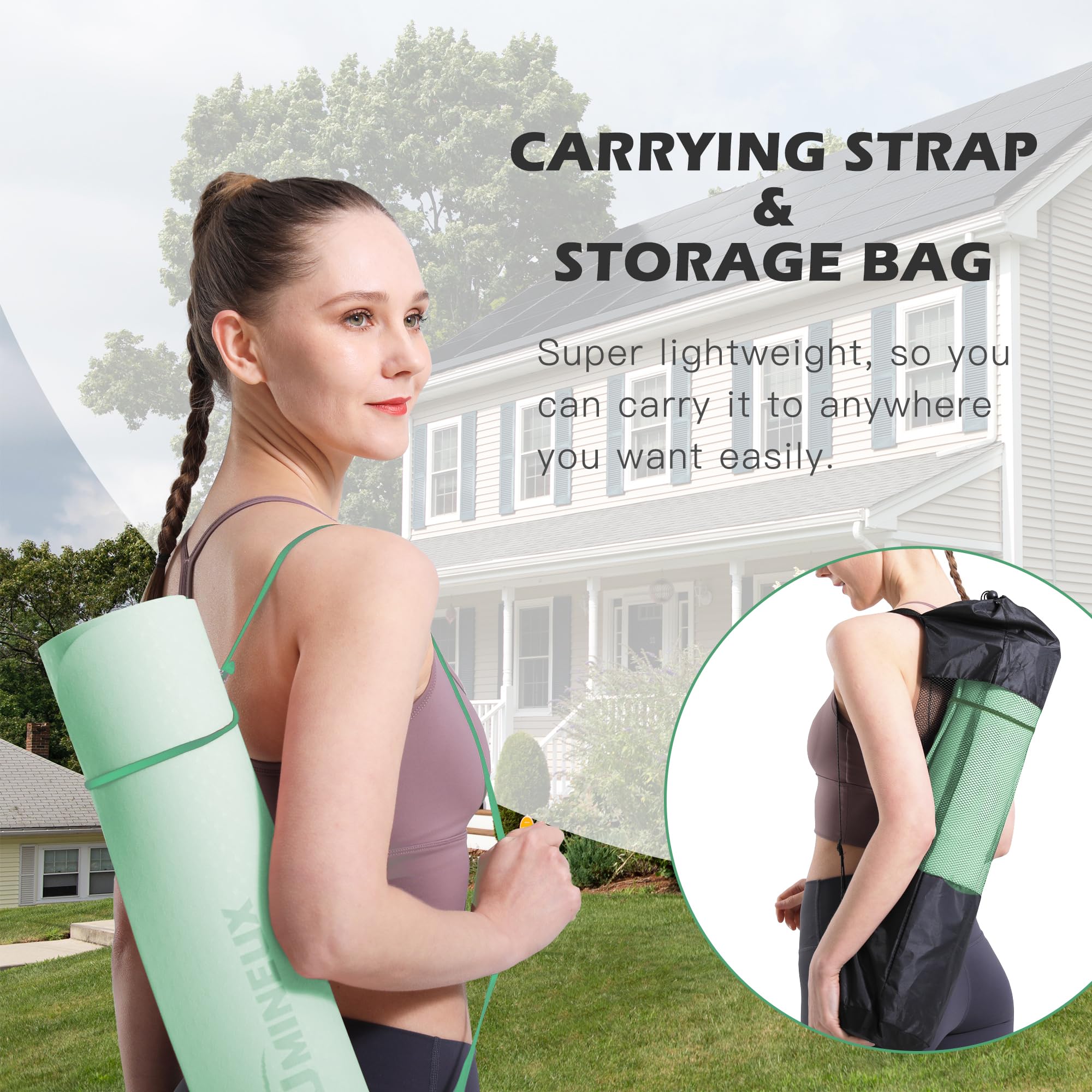 Esterilla de yoga antideslizante, esterilla de pilates para fitness, respetuosa con el medio ambiente, resistente a desgarros, 0,6 cm de grosor, esterillas de yoga para mujer, esterilla de ejercicio