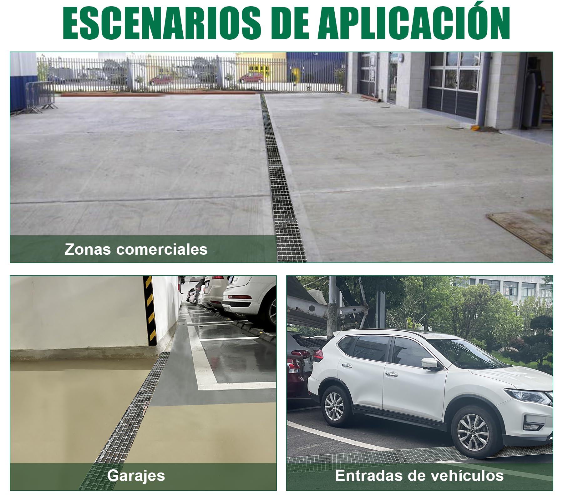 Rejilla de 1000 x 300 x 30 mm, galvanizada, B125, rejilla estándar de construcción, rejilla de acero galvanizado en caliente para canalones de drenaje y calzadas, garaje, escaleras de