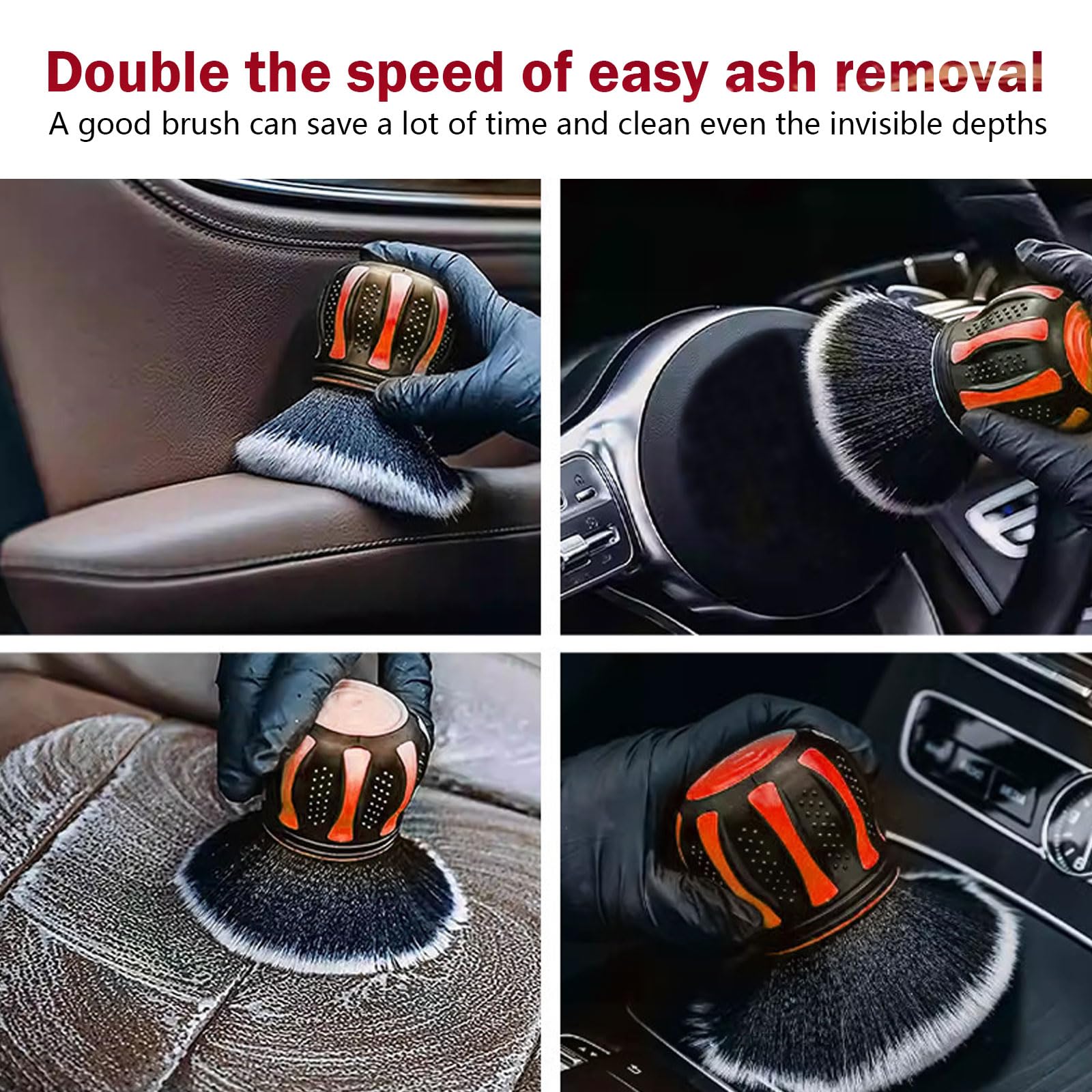 Cepillo interior de coche, cerdas suaves con estante de almacenamiento, herramientas de belleza para coche, kit de cepillo para detalles de coche, adecuado para la mayoría de los coches (rojo)