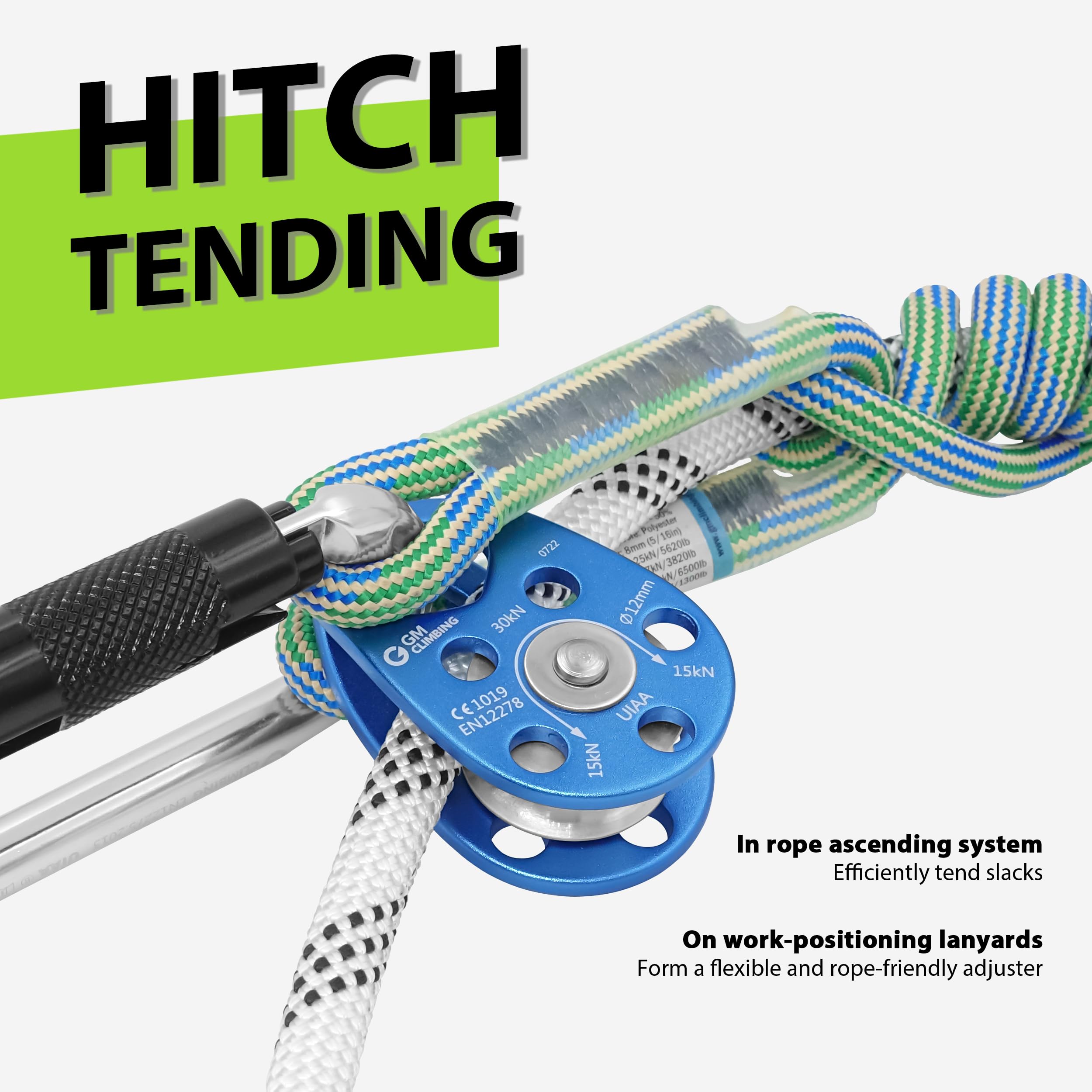 GM CLIMBING CE UIAA Certificado 30kN Swing Cheek Micro Polea Uso General Escalada
