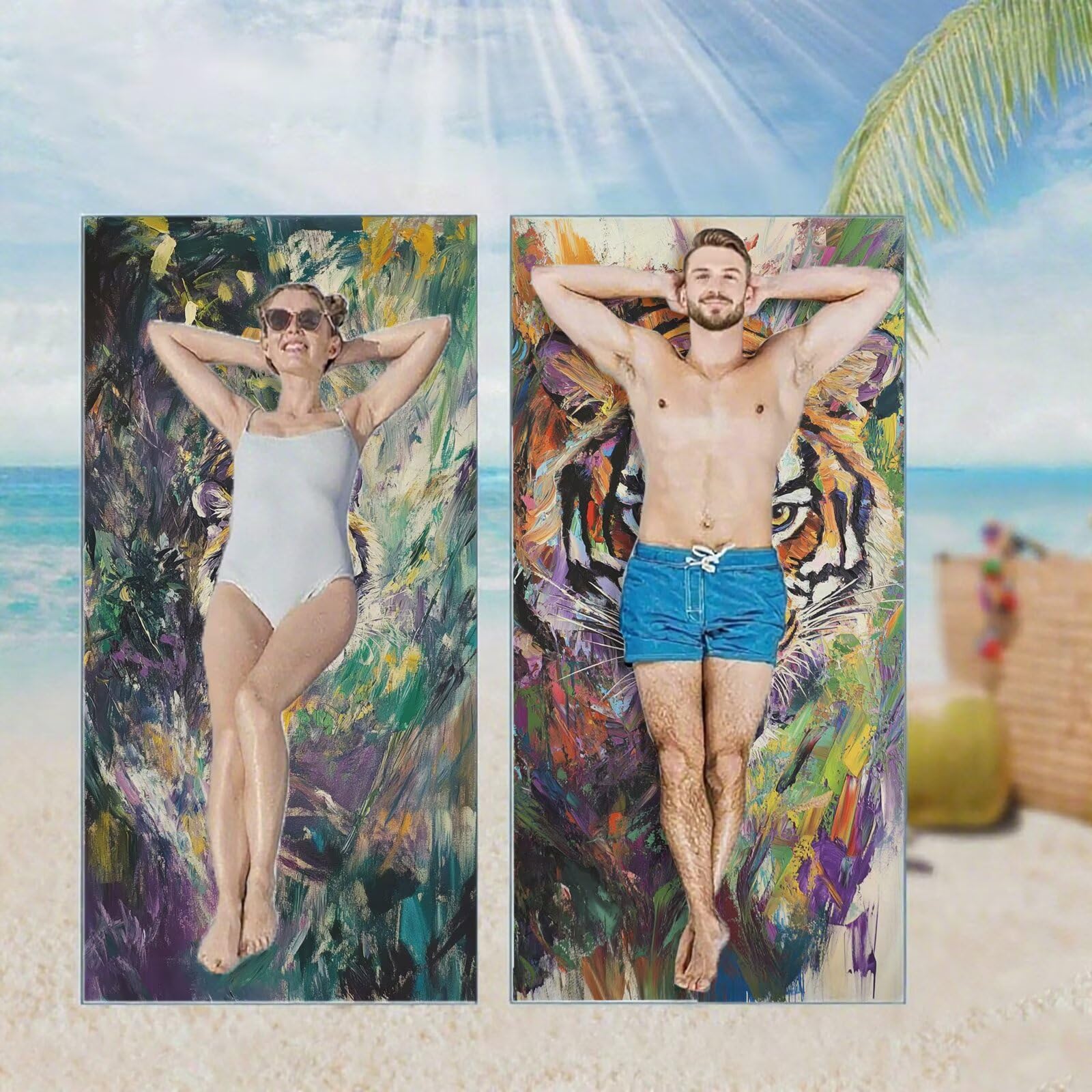 Ręcznik plażowy, ręczniki plażowe z mikrofibry, szybkoschnące lekkie ręczniki podróżne bez piasku, duży ręcznik kąpielowy dla dorosłych 100 x 220 cm, do pływania na basen, jogę, siłownię, kemping