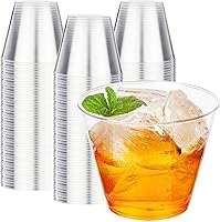 RACETOP 200 Pack 9oz Clear Disposable Plastic Cups - Elegant Party Wine Cocktail Glasses for Weddings & Gatherings
