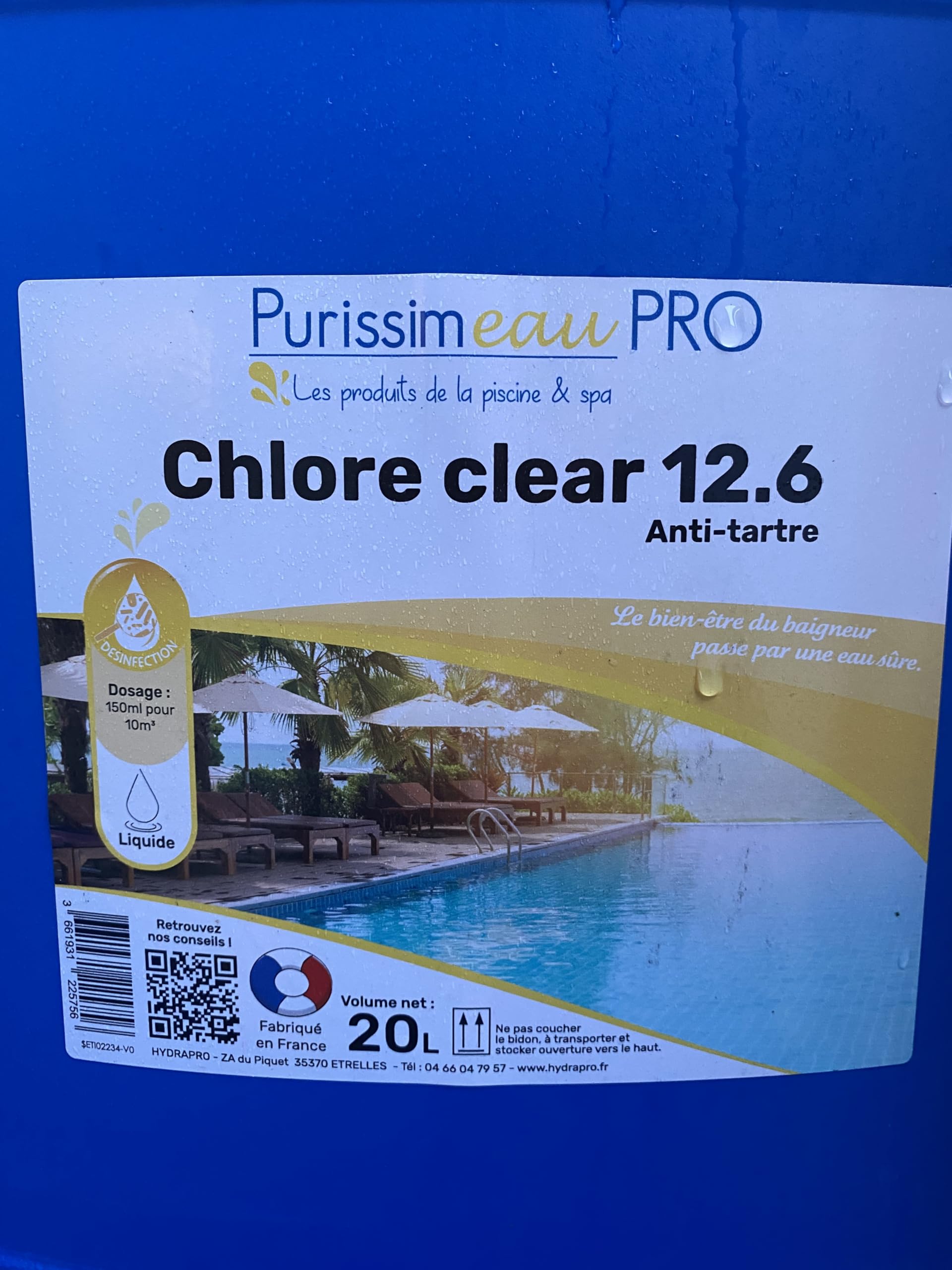 Chlore Liquide 12,6% (48CHL) dsinfectant et Anti-calcaire pour Piscine  20L : Amazon.fr: Jardin