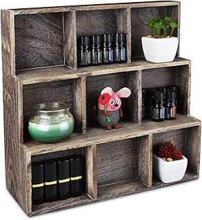 Ikee Design Wooden Multi-Slot Shelf Display-Stylish Wood Organizer Stand for Bangle Bracelets, Watches,Ties, Belt and More -Perfect for Home Decor and Store Display, Coffee Color