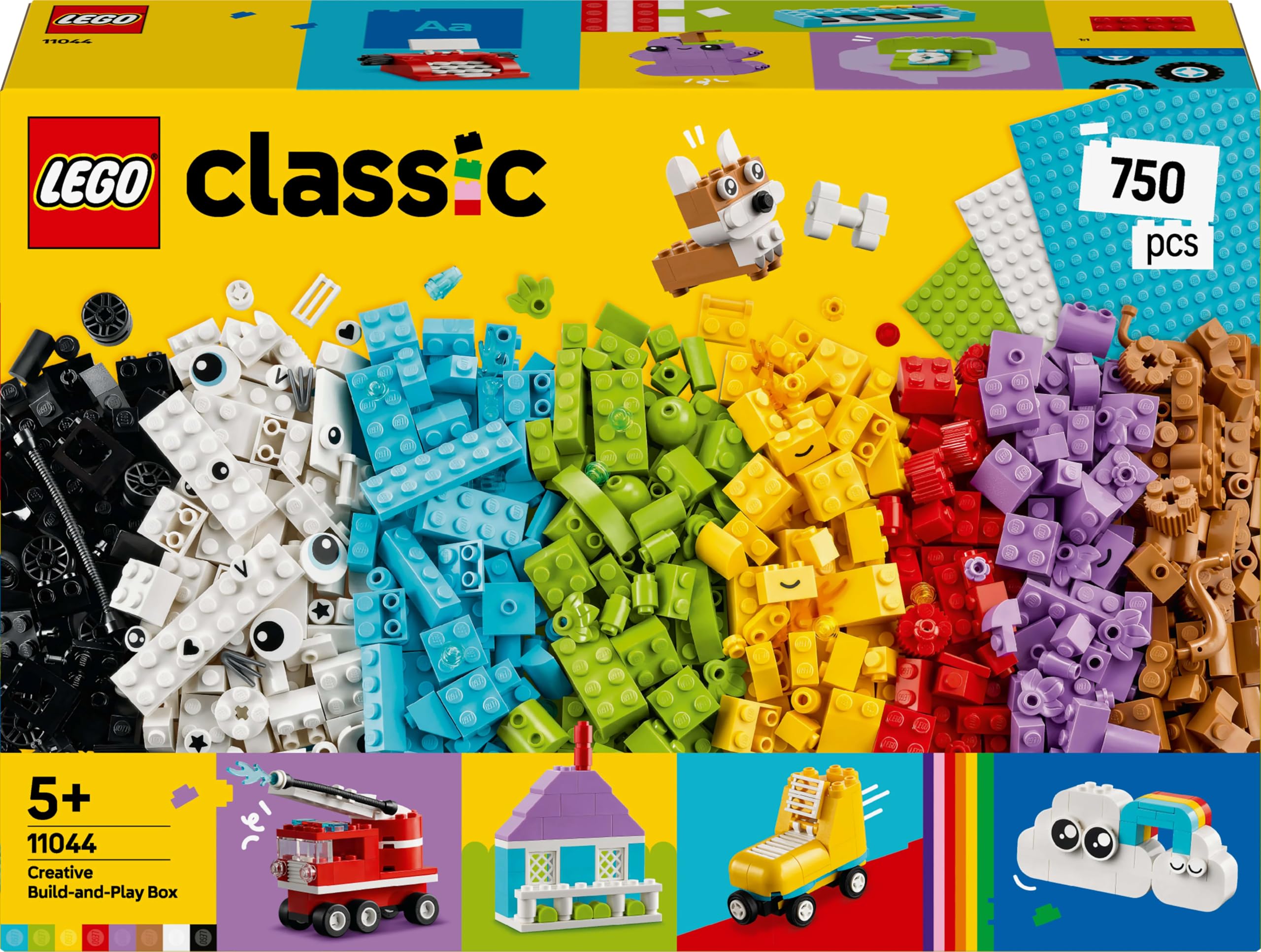 LEGO Classic Kreatywny zestaw do budowania i zabawy 11044 | Zestaw klocków konstrukcyjnych, łatwe budowanie, prezent dla dzieci 5+, dla dziewczynek i chłopców, 750 elementów