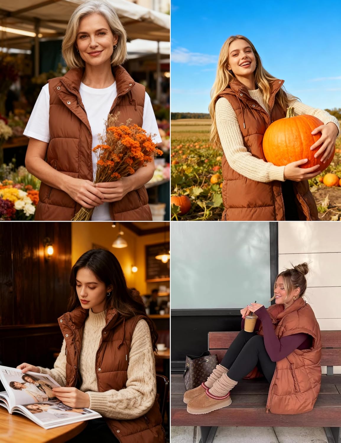 PUWEI Long Puffer Vest Women Quilted Hooded Vest Padded Sleeveless Coat Jackets With Pockets - Image 2