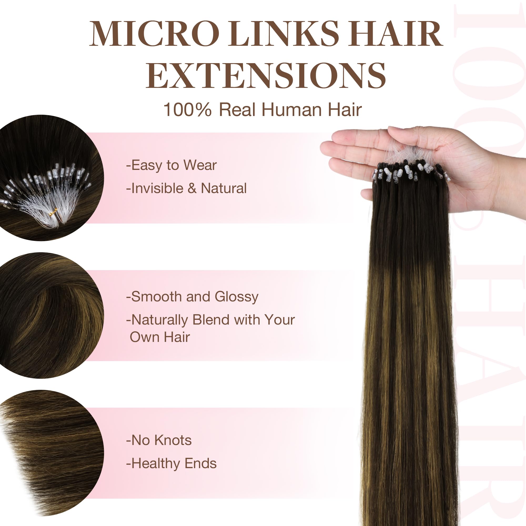 GOO GOO Micro Loop Hair Extensions Real Human Hair - Image 2