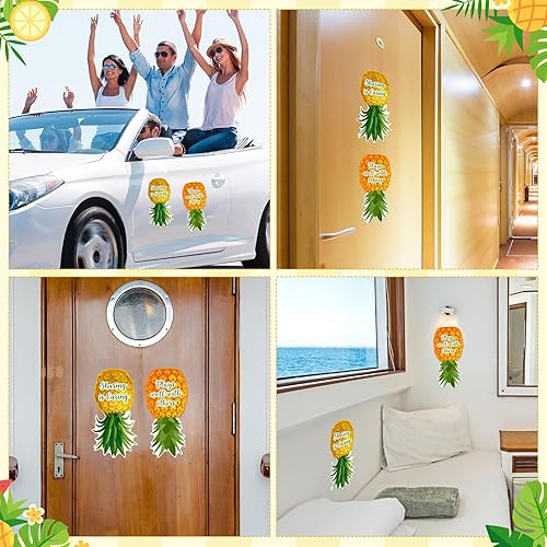 Miniatura 6 de Copkim 2 imanes de piña al revés para decoración de puertas de crucero, calcomanías de piña para automóvil, nevera, carnaval, camarote,