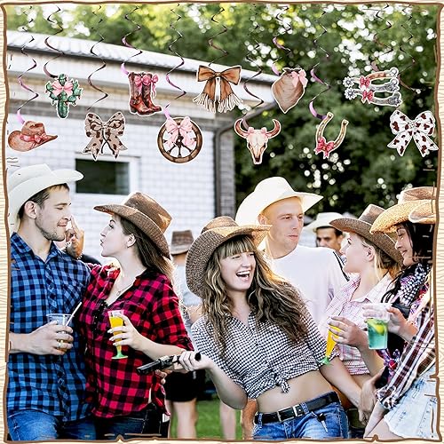 Miniatura 4 de 52 piezas de arco de coqueta de vaquera, decoraciones de fiesta del oeste, remolinos colgantes del salvaje oeste, decoración de cumpleaños, arco con