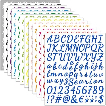 12 Sheets Alphabet Stickers, 912 Pcs Self-Adhesive Vinyl Alphabet & Number Decals, Mailbox Number Labels for DIY Crafts Art Making, Signs, Notebooks, Classroom Decor, Doors
