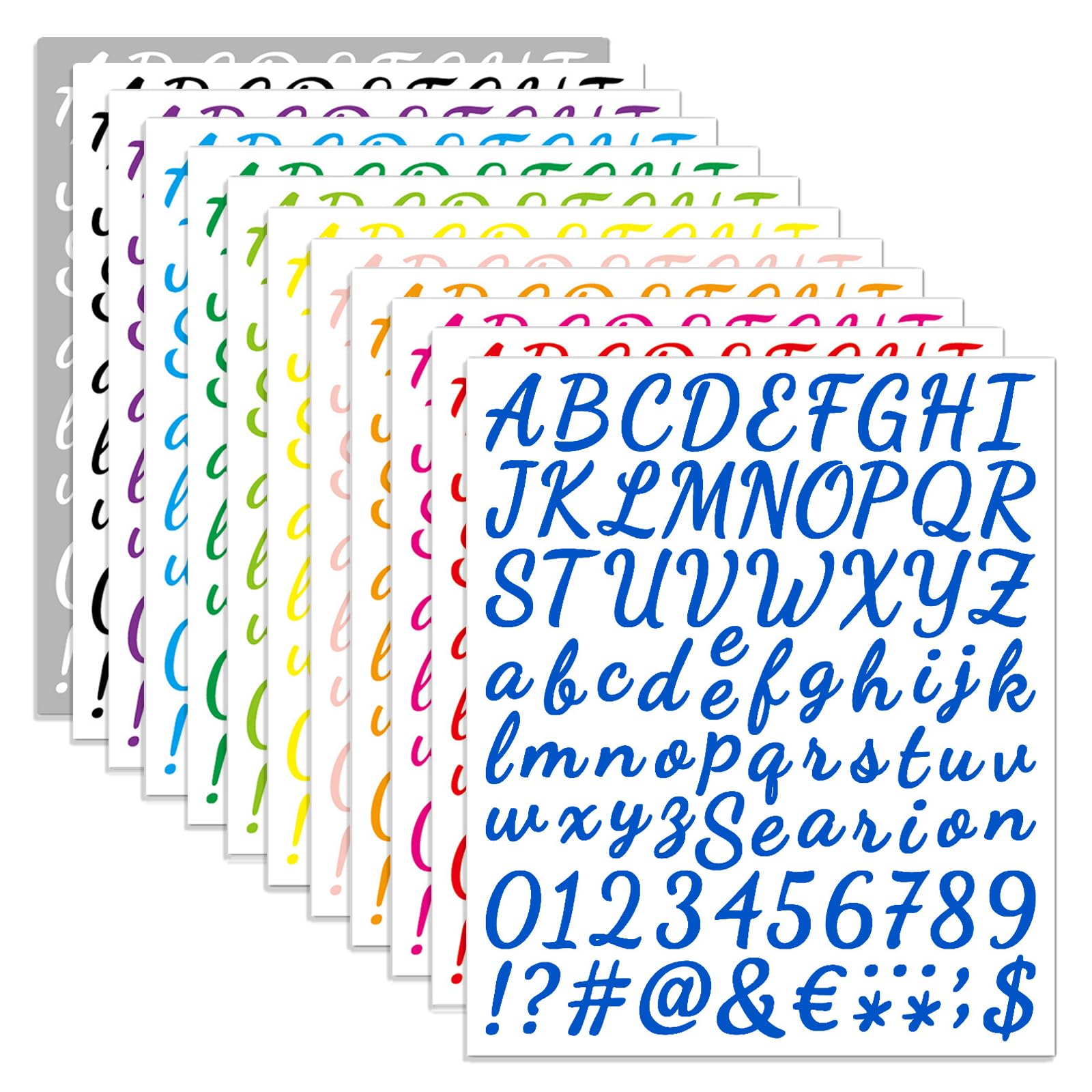 12 Sheets Alphabet Stickers, 912 Pcs Self-Adhesive Vinyl Alphabet &amp; Number Decals, Mailbox Number Labels for DIY Crafts Art Making, Signs, Notebooks, Classroom Decor, Doors
