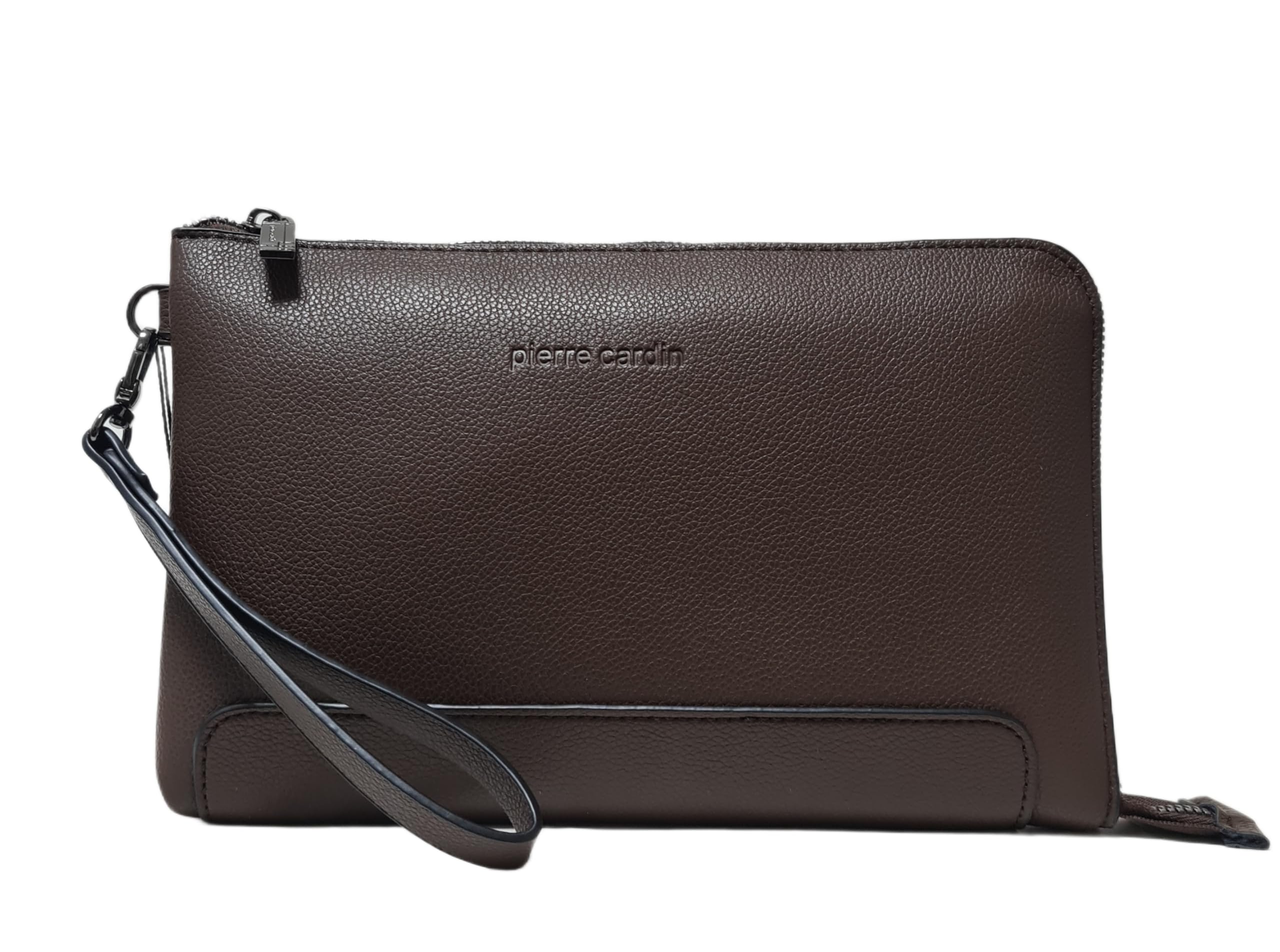 Pierre Cardin Borsello Pochette a Mano in Pelle Sintetica, Nero, Blu e Marrone, con Manico Rimovibile, Dimensioni 25,5x16,5X2 cm ART. 14 Stampa Logo a Fuoco sul Frontale