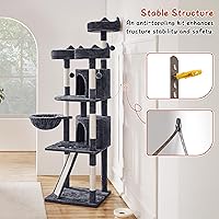 Vista 6 de Yaheetech - Árbol para gatos de 76 pulgadas con múltiples niveles, torre para gatos con gran condominio y perchas acogedoras, casa