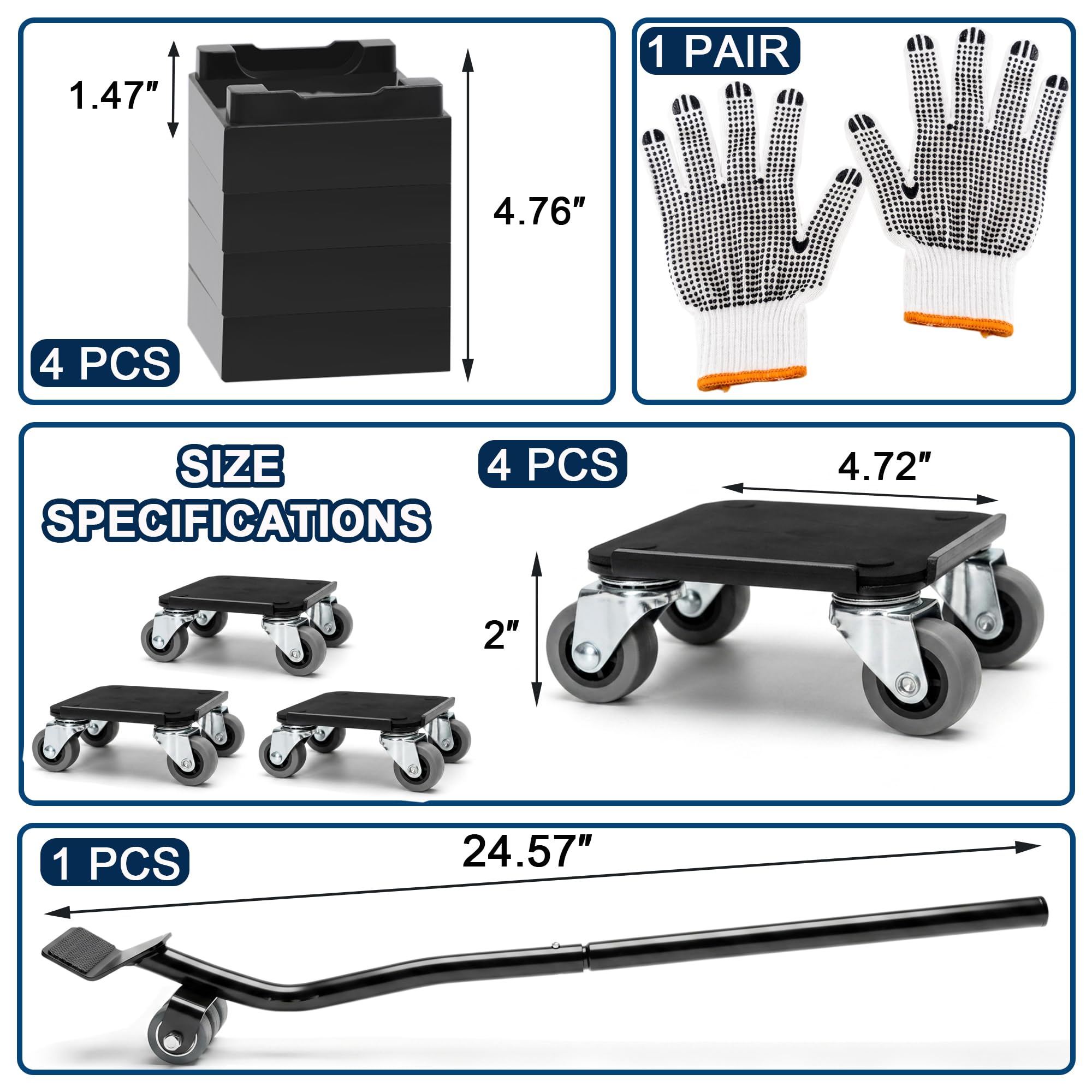 Urvoix Furniture Movers - Heavy Duty Dolly Set -6