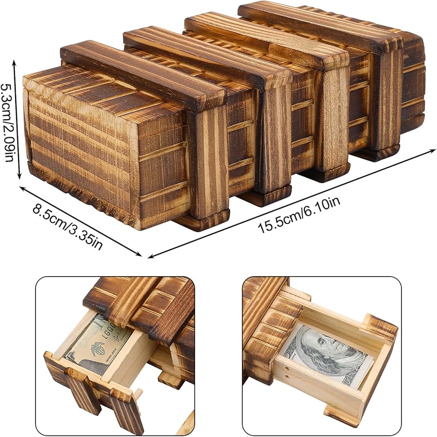 GSrenyu 2PCS Puzzle Box Wooden Secret Puzzle Box, Brain Teasers