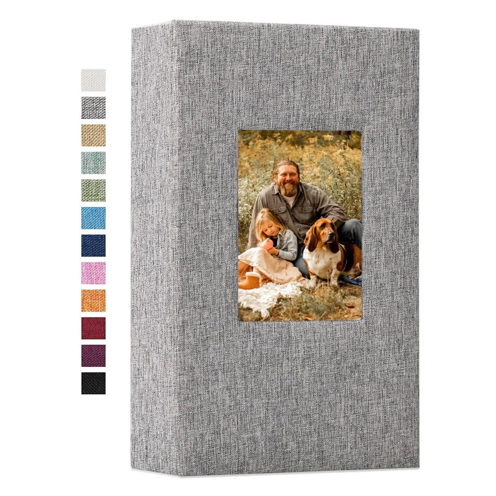 Scrapbook Fotoalbum Leinen-Fotoalbum mit 300 Taschen for 4x6 Fotos, Bücher, Einsteck-Bilderalben, Hochzeits-, Familien- und Jubiläums-Fotoaufbewahrung(Grey)