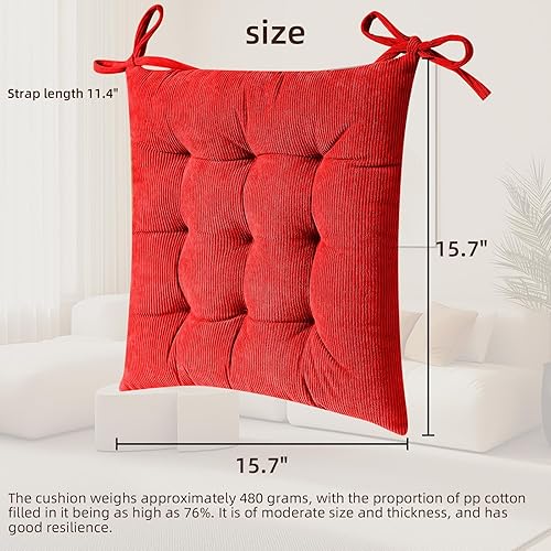 Miniatura 4 de HLOVME - Cojín de silla de corduroy con lazos, ultra suave y cálido, cojín de suelo para niños, rincón de lectura, cómodo, cojín cuadrado para