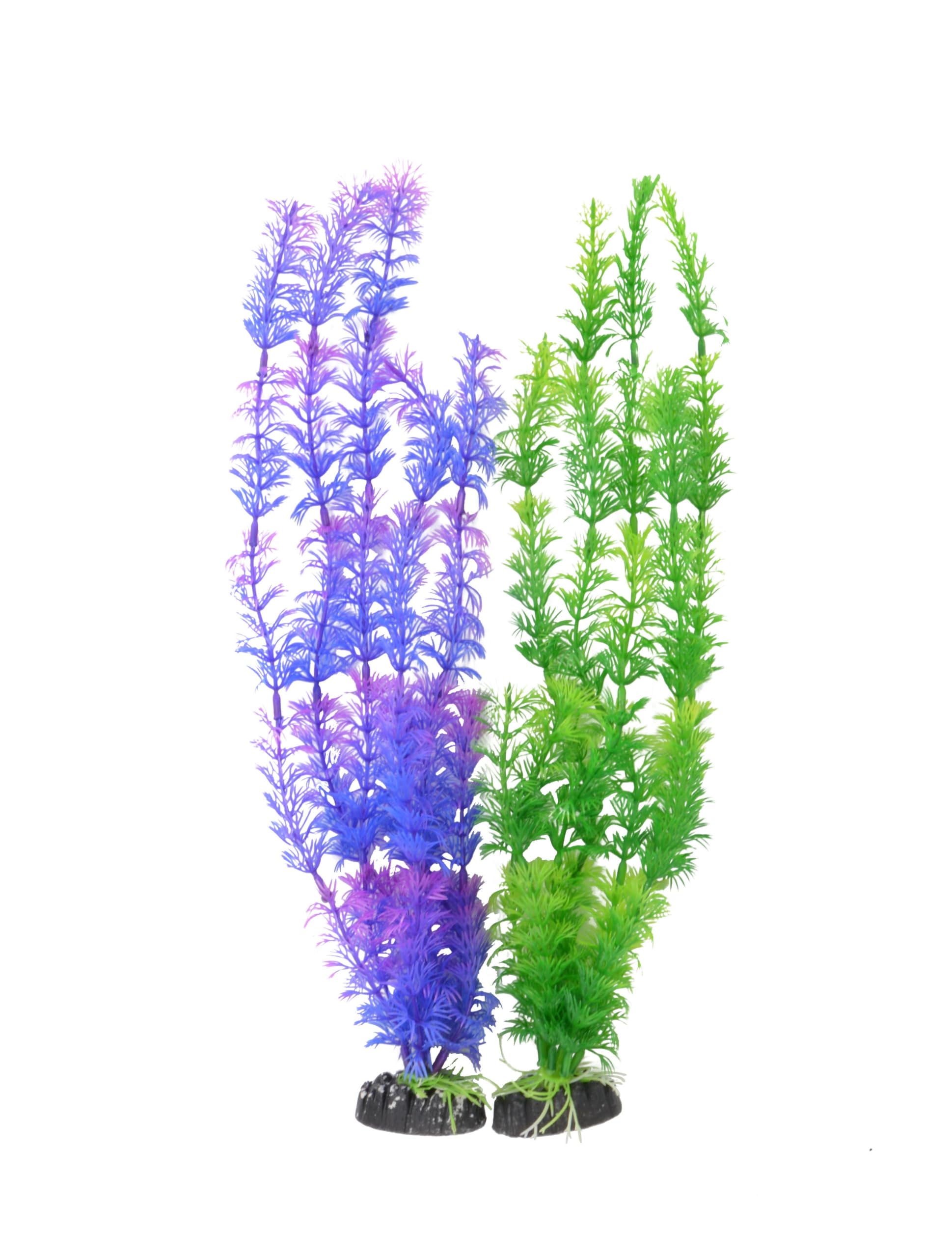 CNZ Aquarium Plastic Plant Decoration w Ceramic Base Medium 17.5-inch, 2-Pack