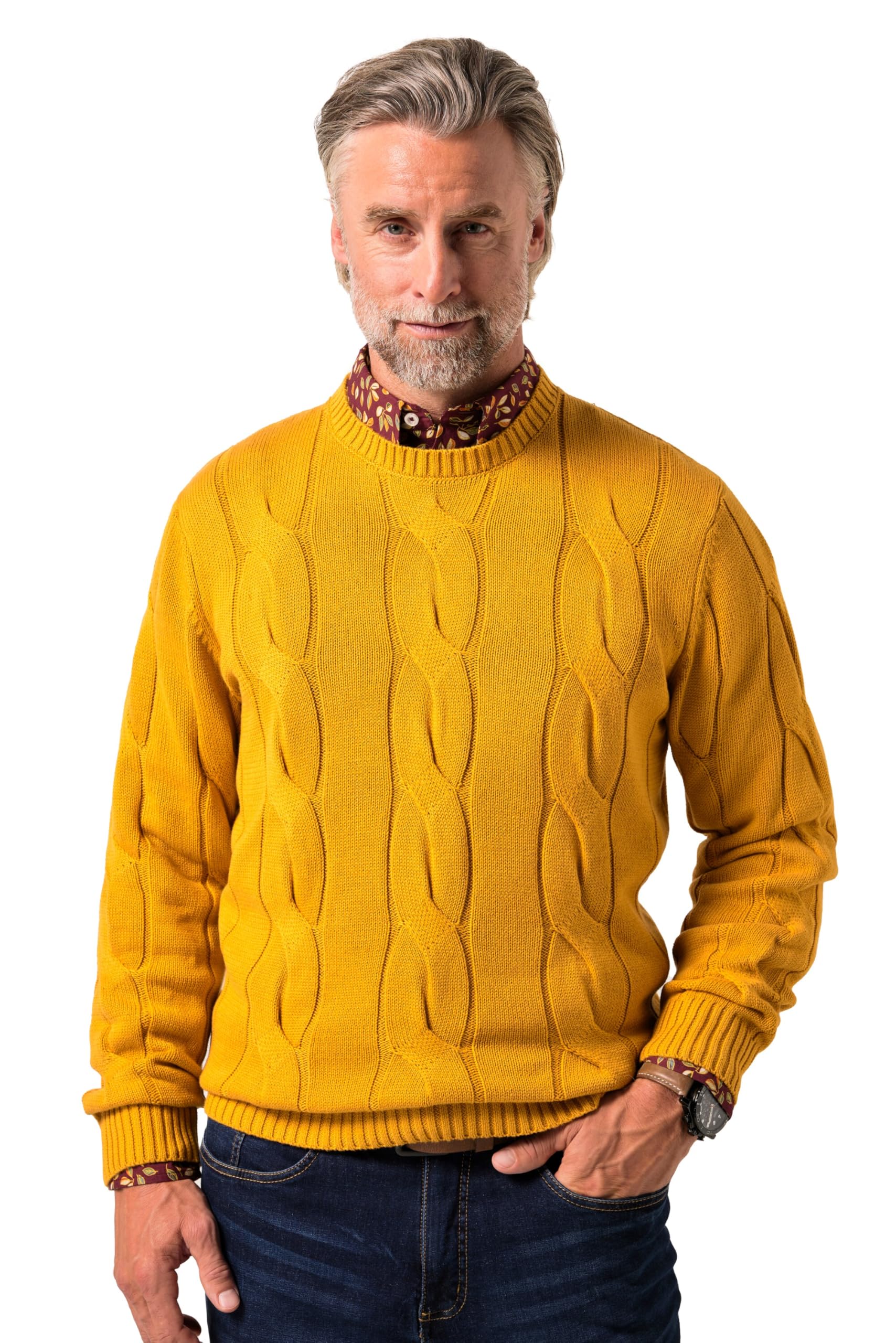 Boston Park Herren große Größen Übergrößen Menswear L-8XL Pullover, Zopfstrick, Rundhals 842284