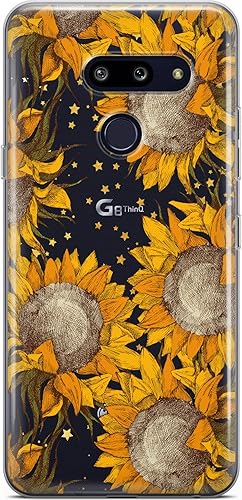 Miniatura 5 de Mertak - Carcasa transparente para LG Stylo 6, 5, 4, K61, K51S, K41S, K30, K20, Q70 y Q60, diseño de estrellas flexible, diseño de girasoles de